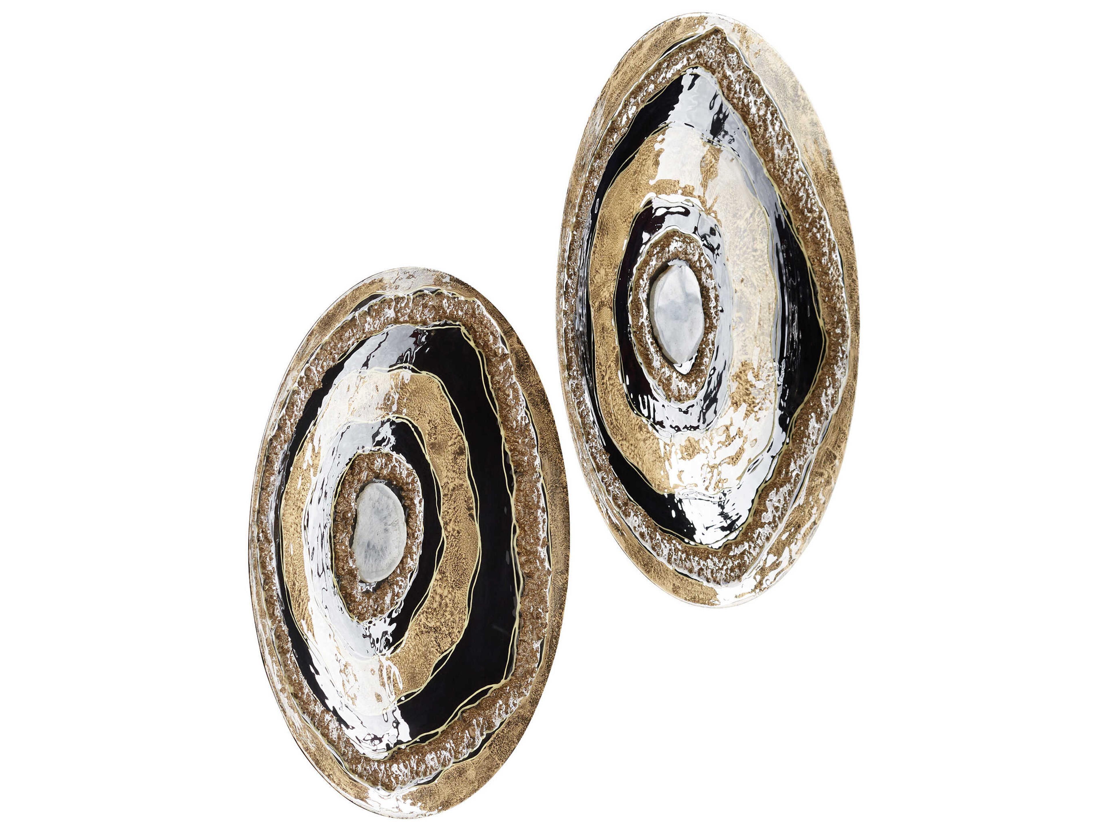 Cyan Design Skipping Rocks Gold / Black 16" Metal Wall Art