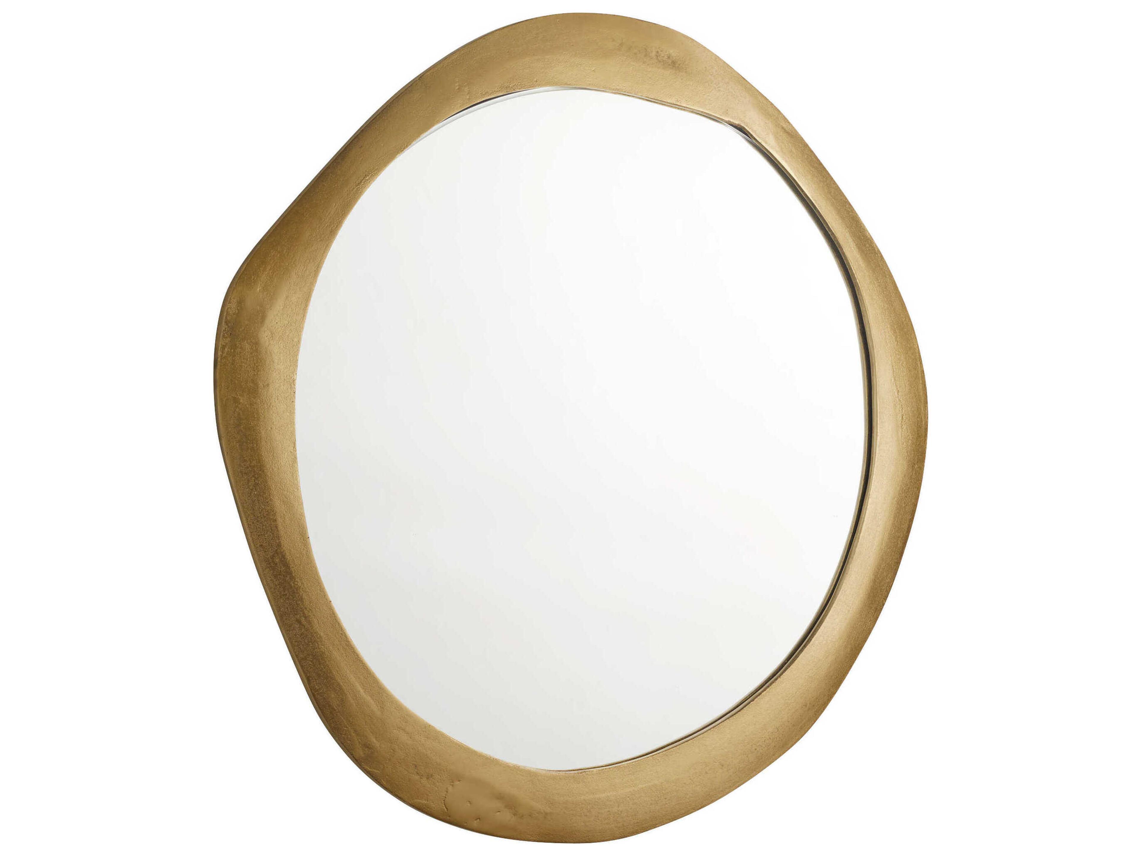 Hubbard Round Wall Mirror with Wavy Gold Aluminum Frame