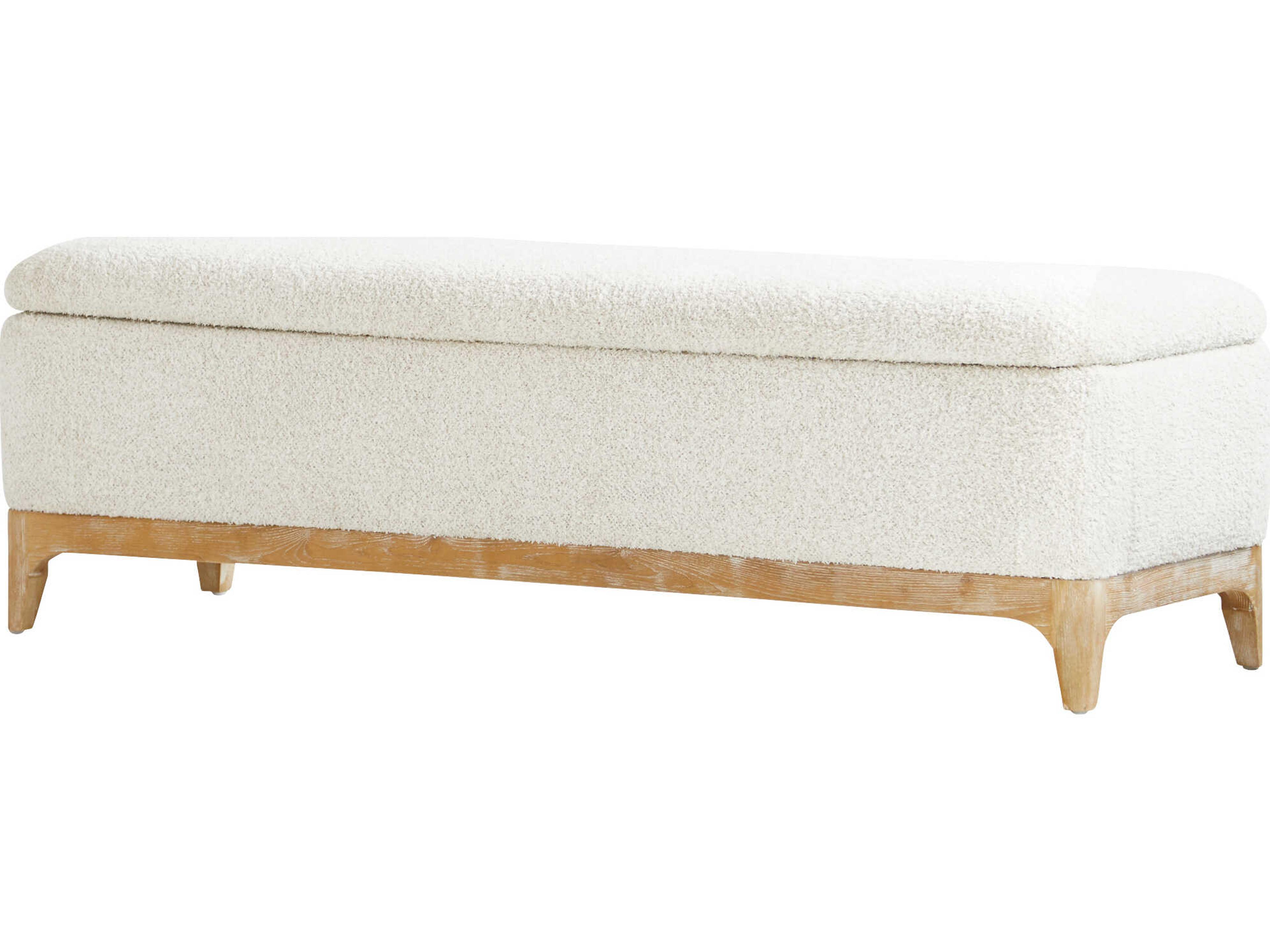 White Cream Upholstered Accent Bench