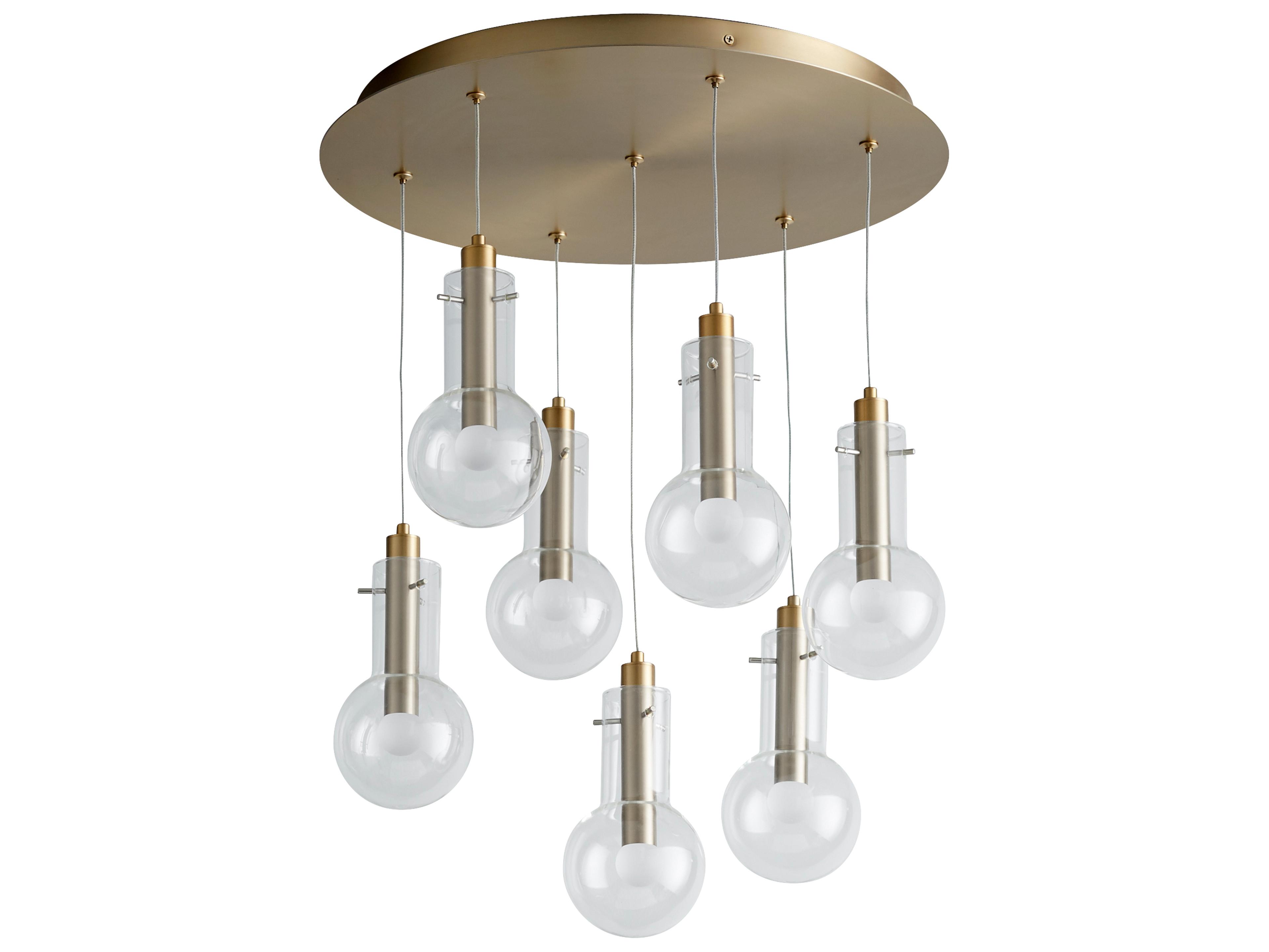 7-Light Aged Brass Globe Pendant