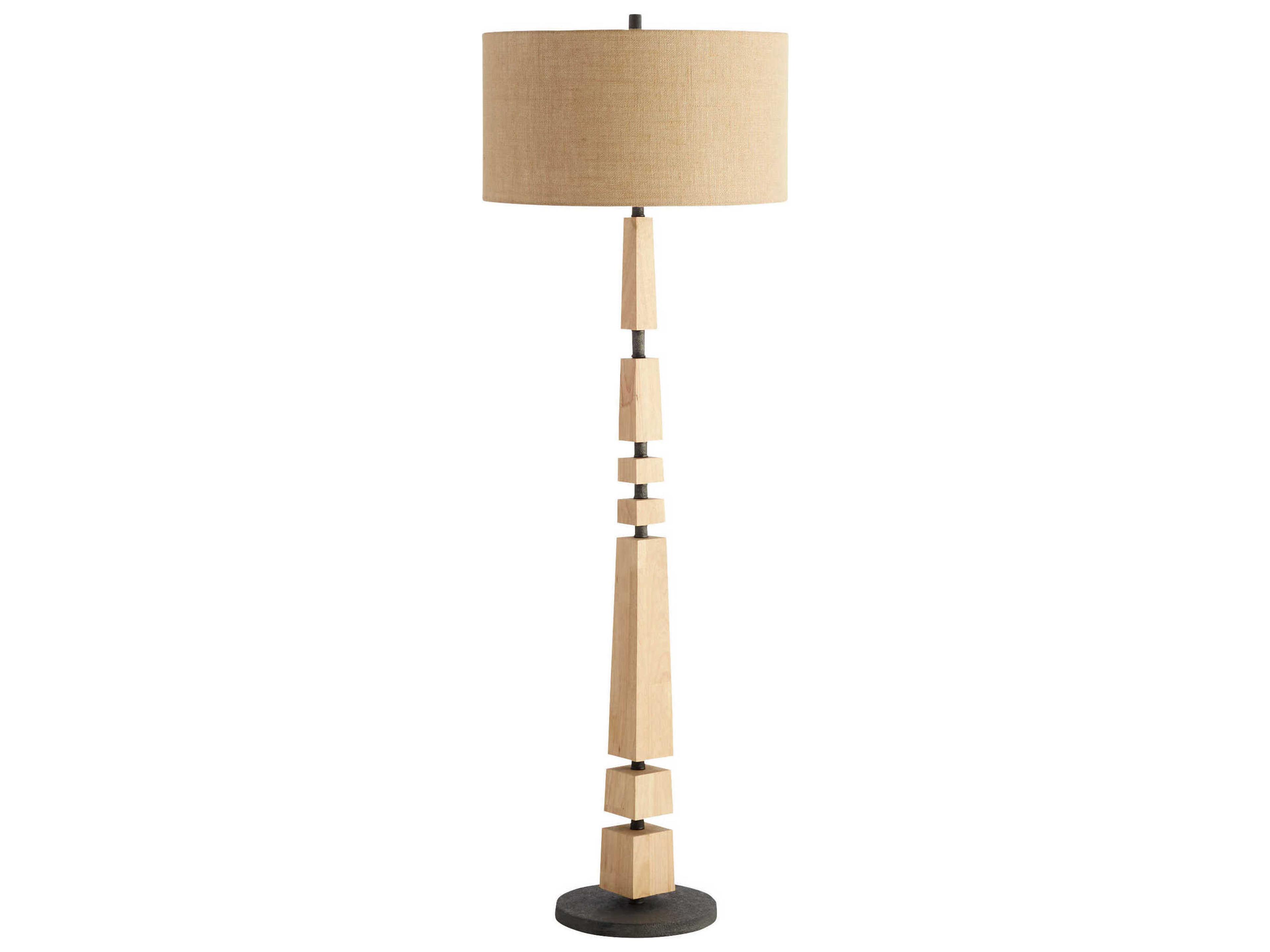 Adonis Tan Black Wood Floor Lamp
