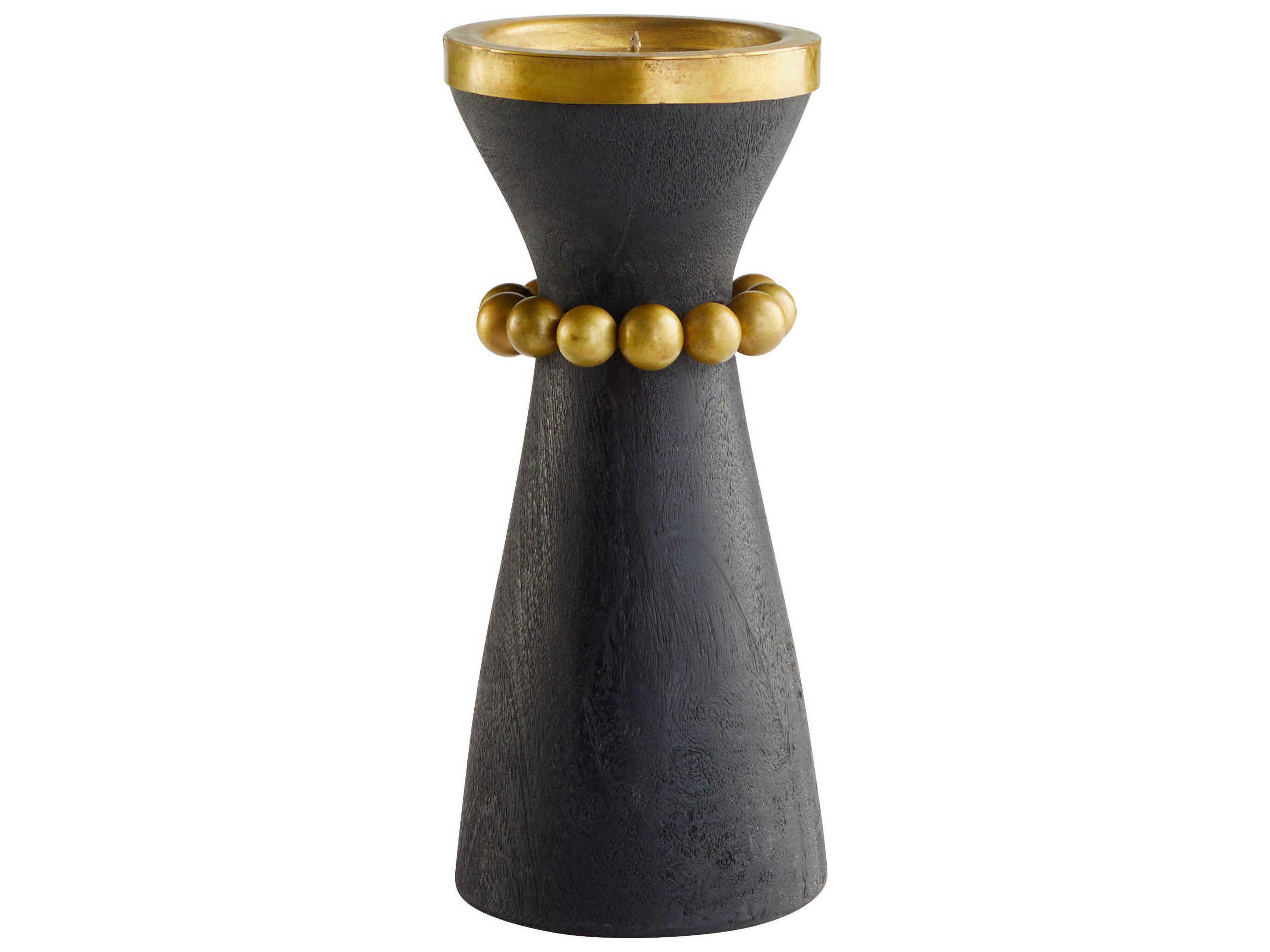 Antique Brass Black Parvati Candleholder