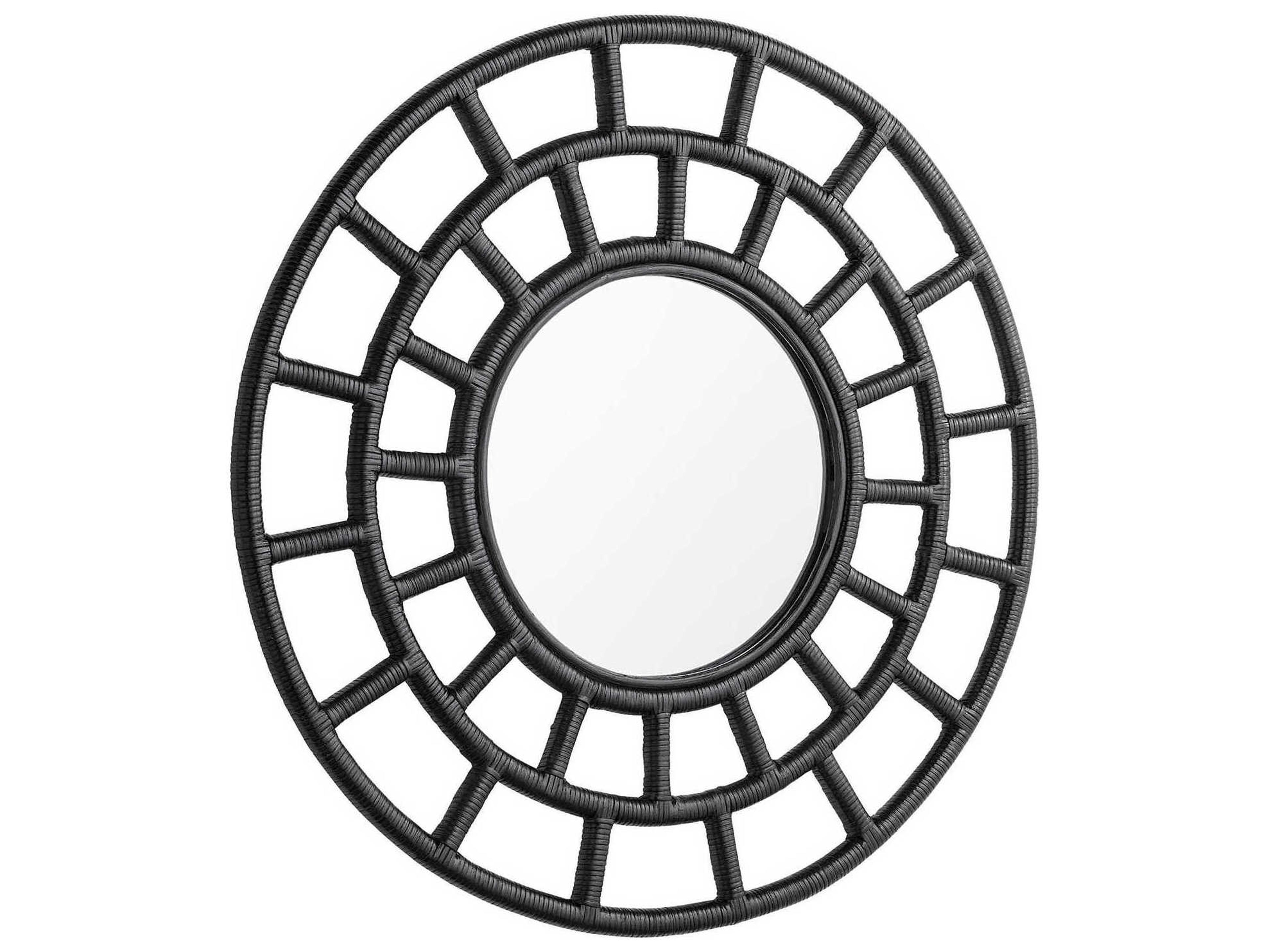 Comoros Black Round Wall Mirror