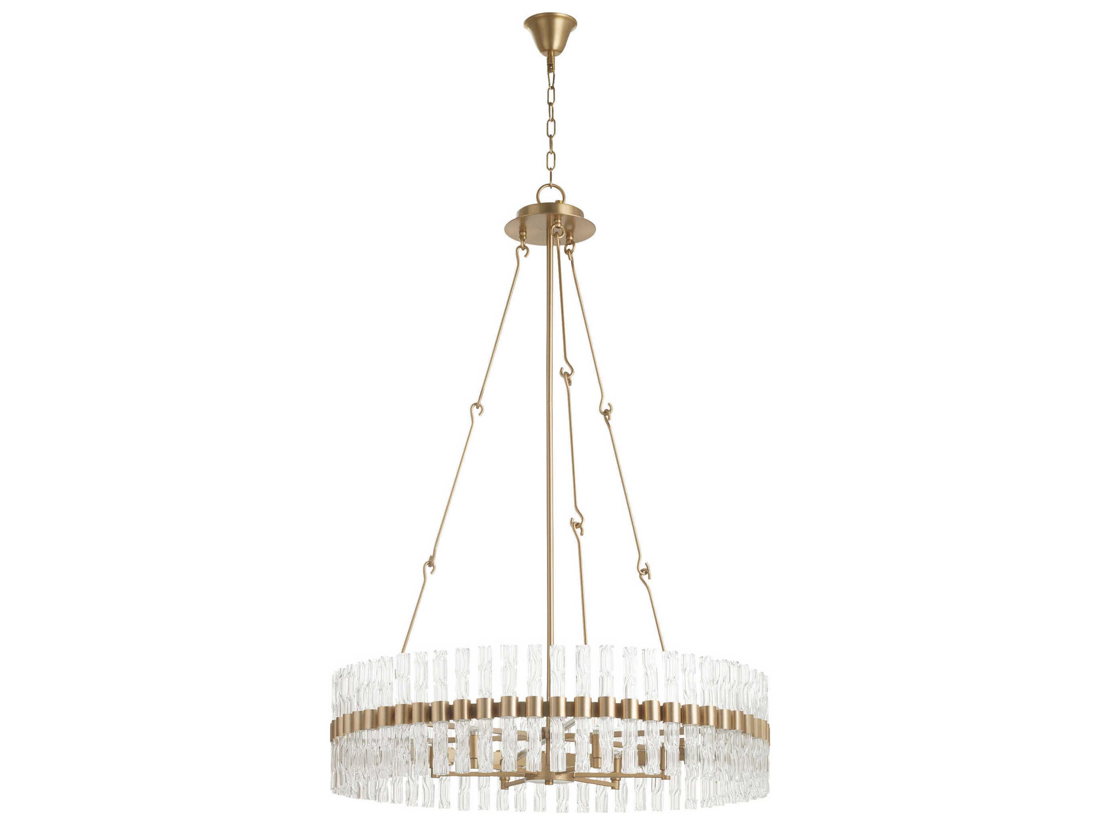 Nob 6-Light Aged Brass Round Chandelier