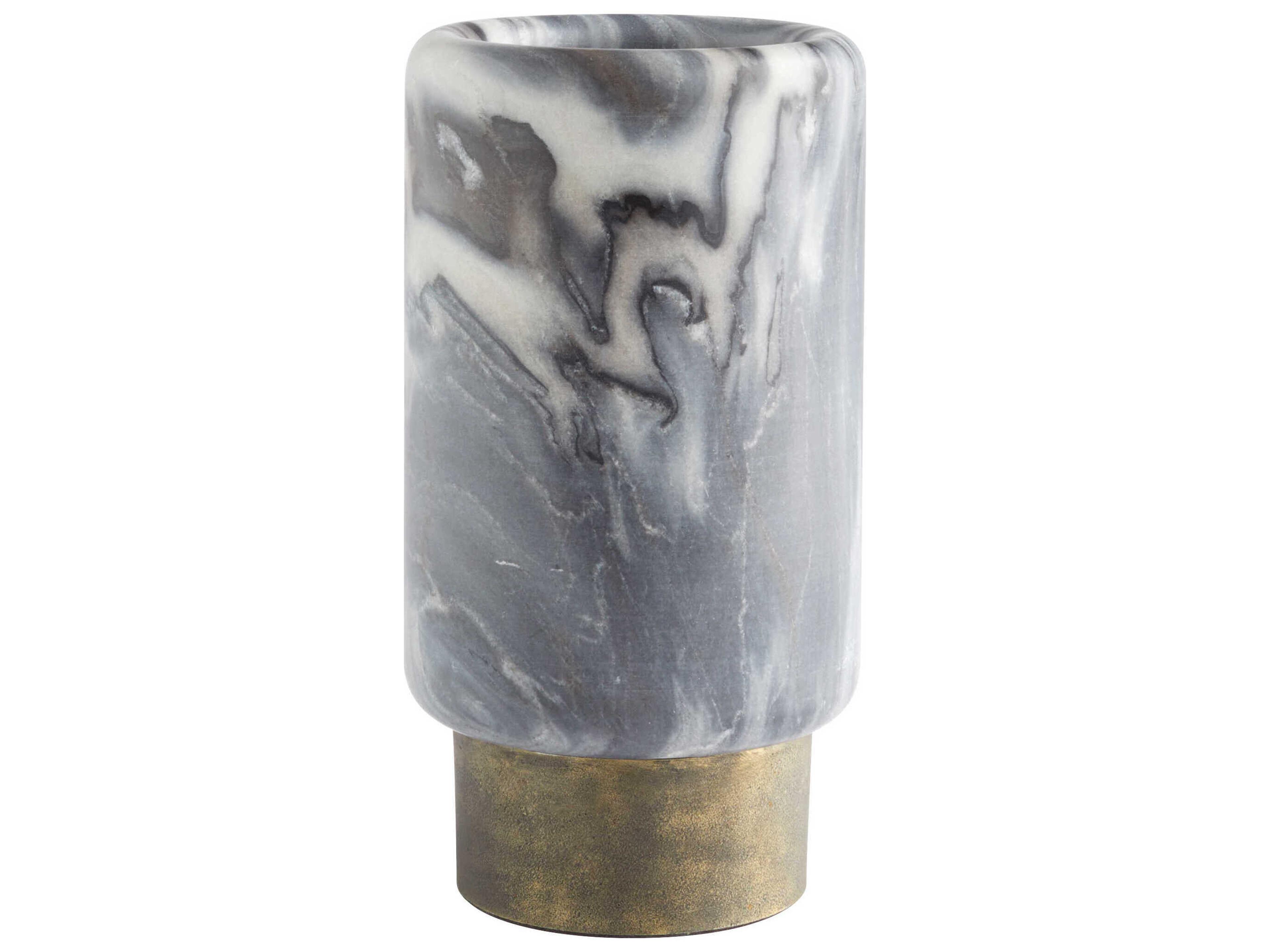 Antique Brass Grey Marble Roma Vase