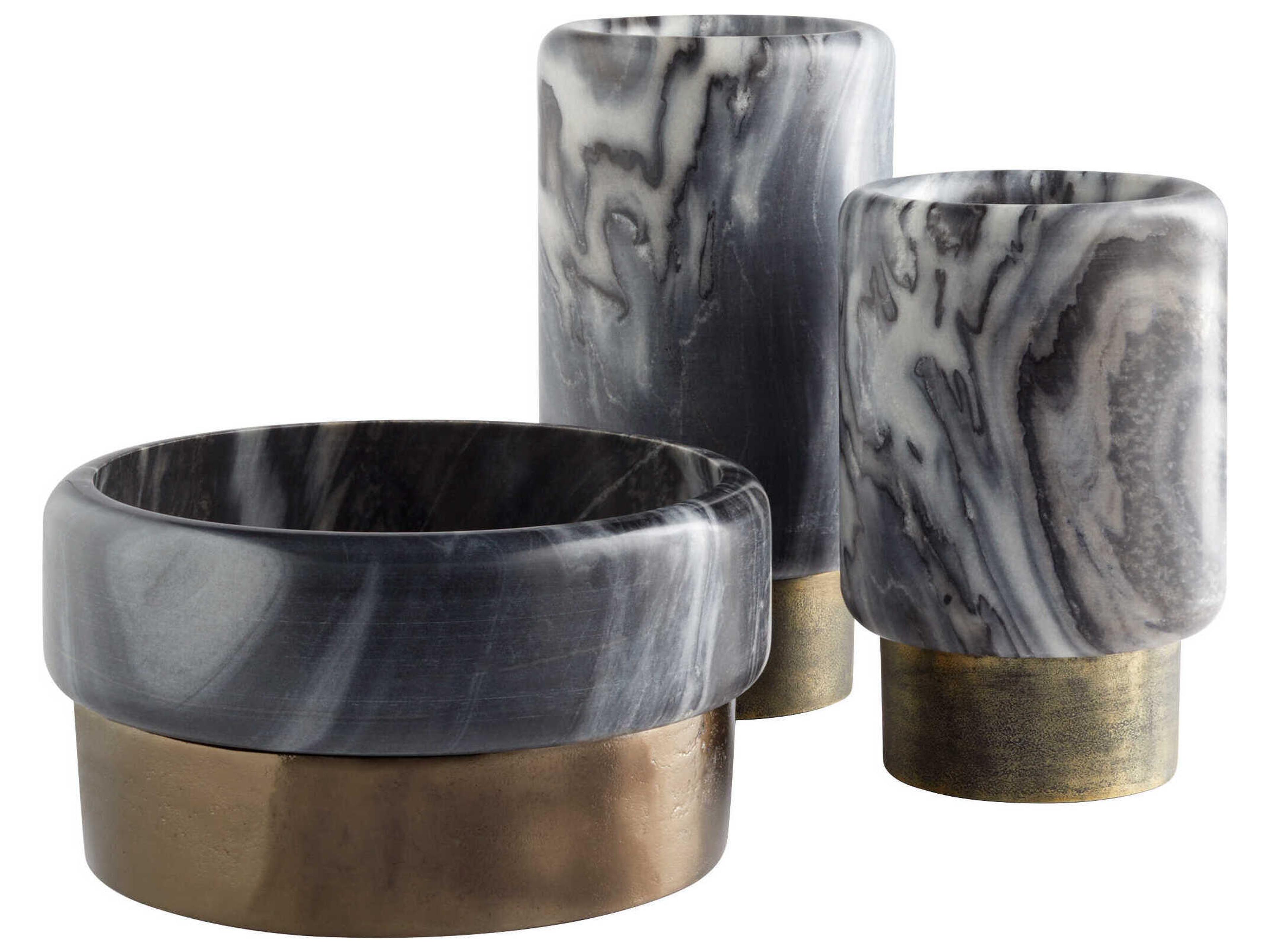 Cyan Design Antique Brass Grey Marble Roma Vase