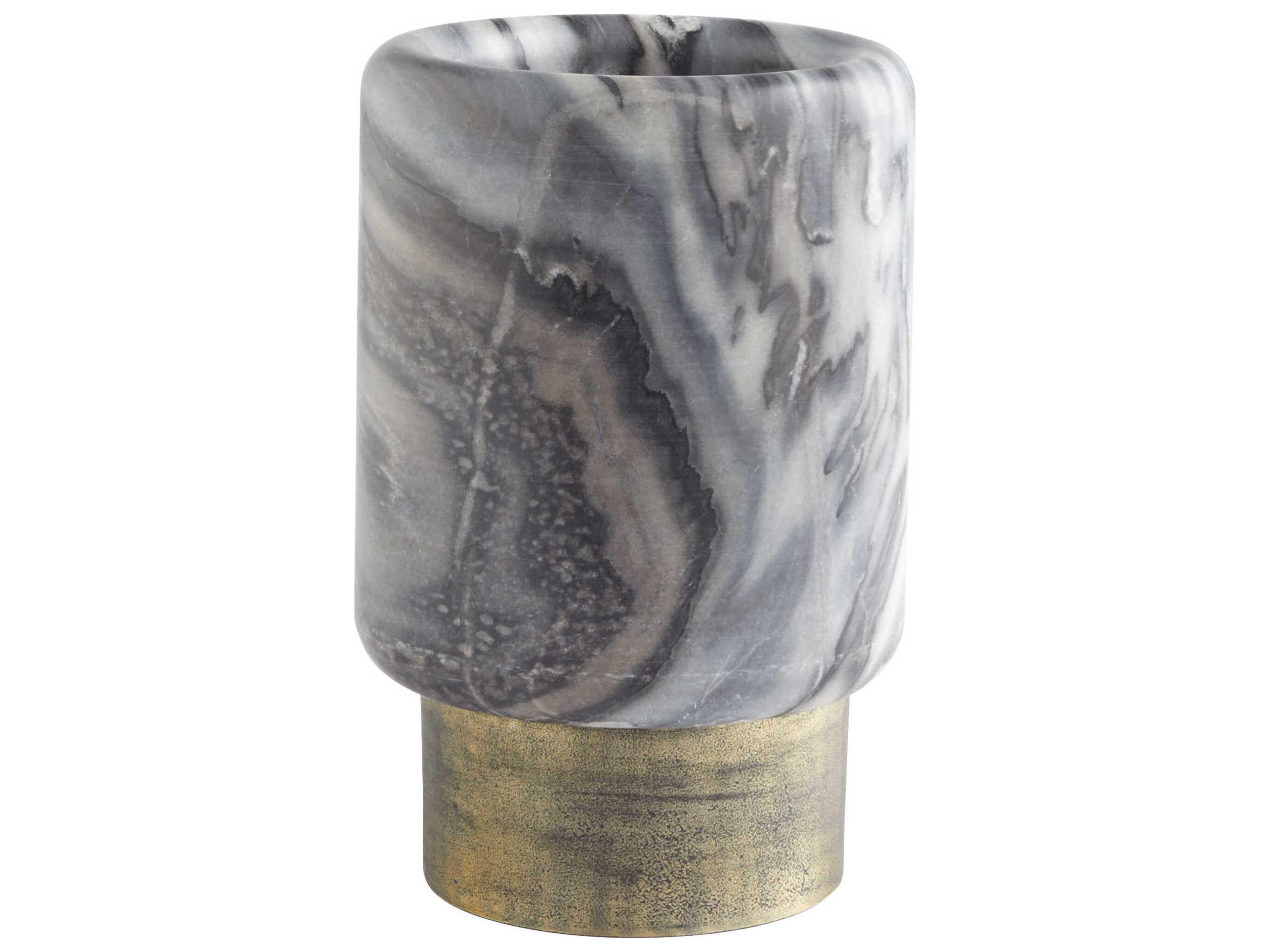 Antique Brass Grey Marble Roma Vase