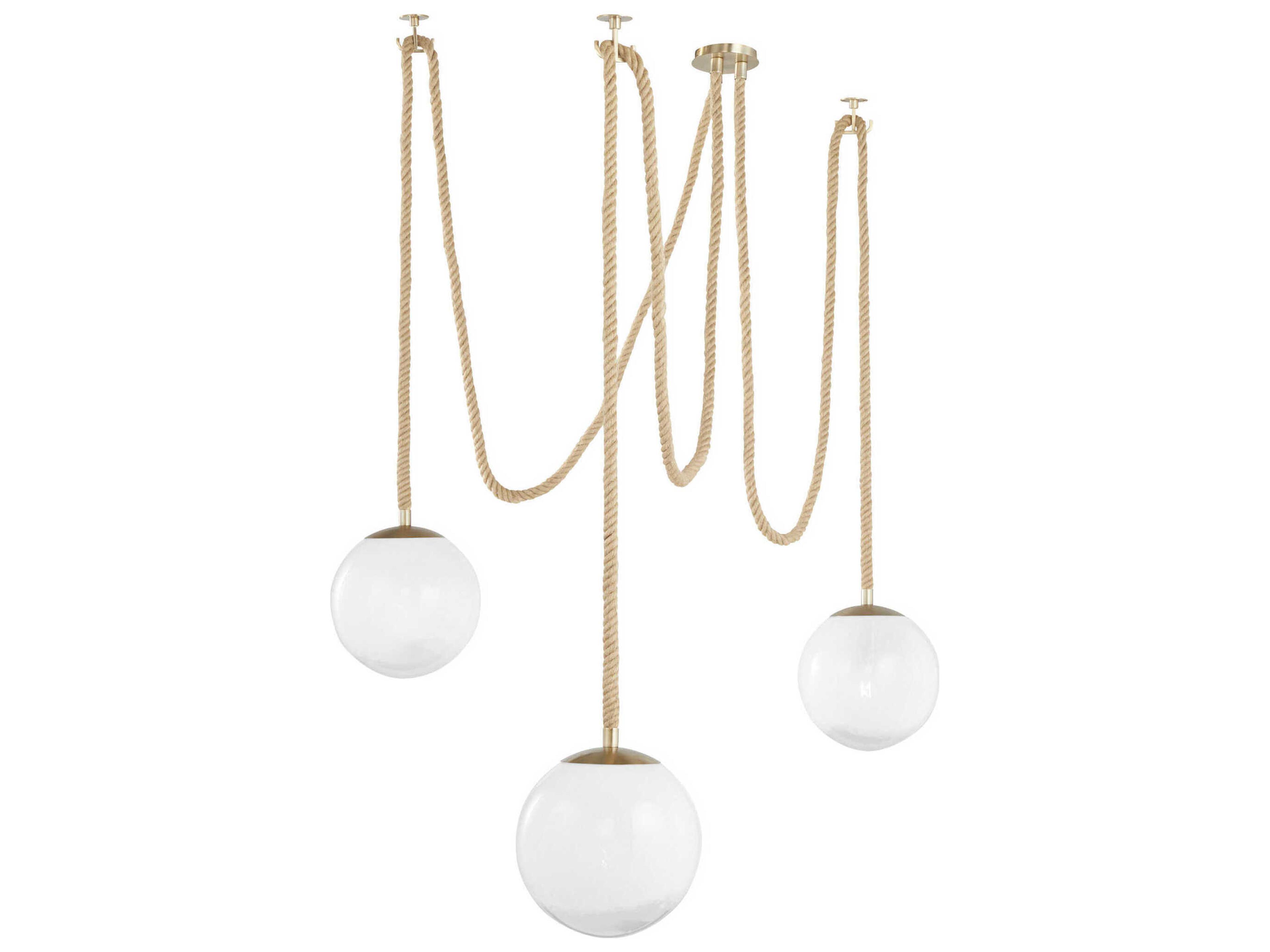 Rockport 3-Light Aged Brass Brown Globe Pendant