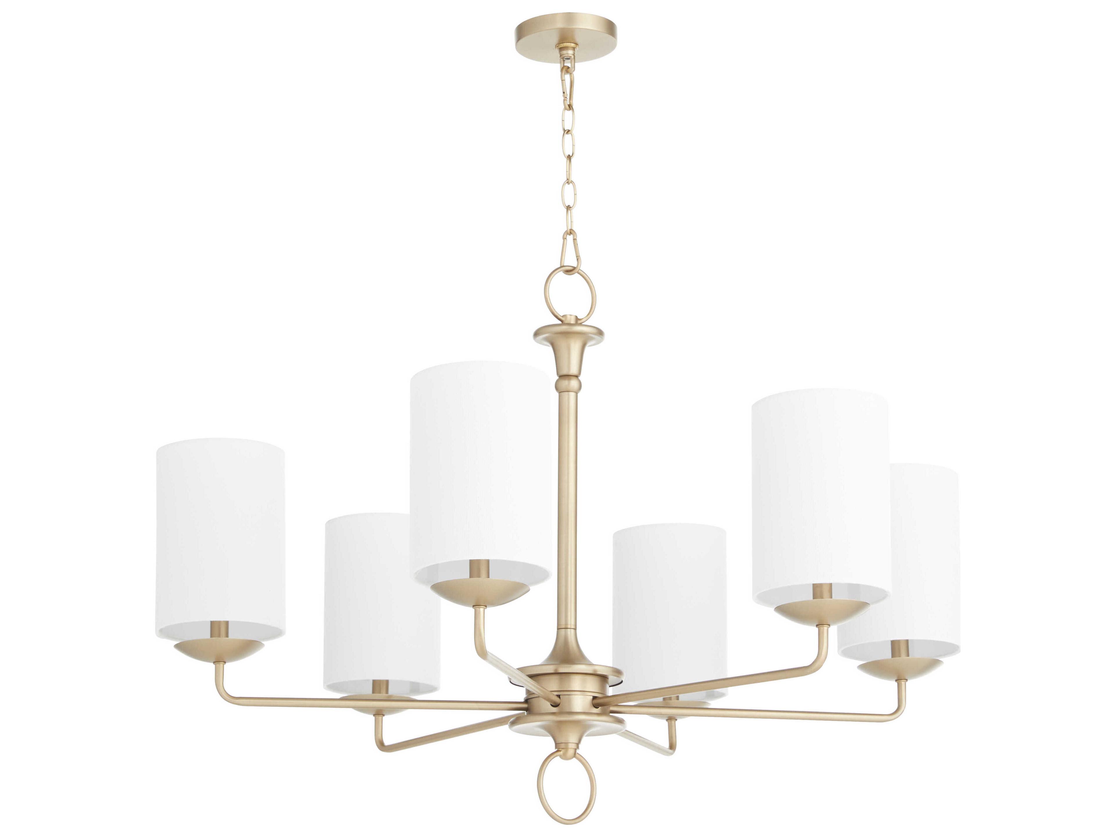 Ginevra 6-Light Aged Brass Cylinder Chandelier