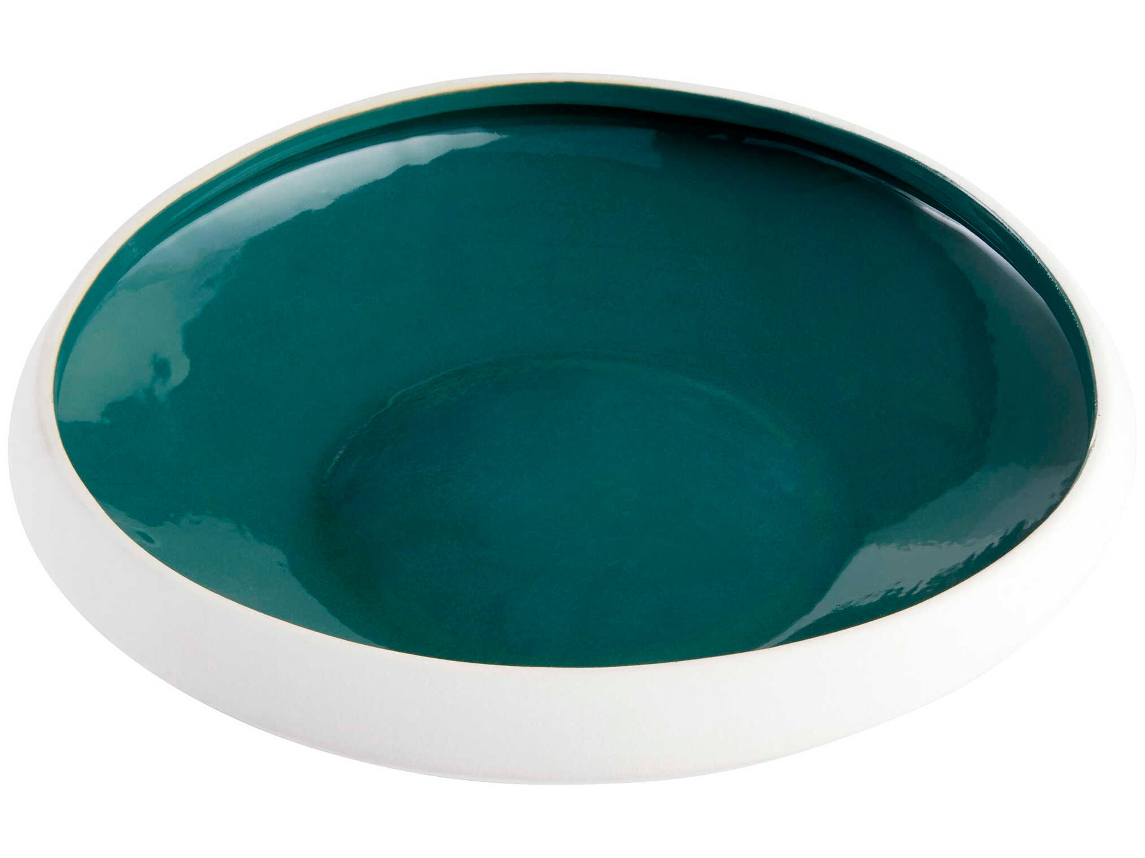 Matte White Green Glaze Tricolore Decorative Bowl