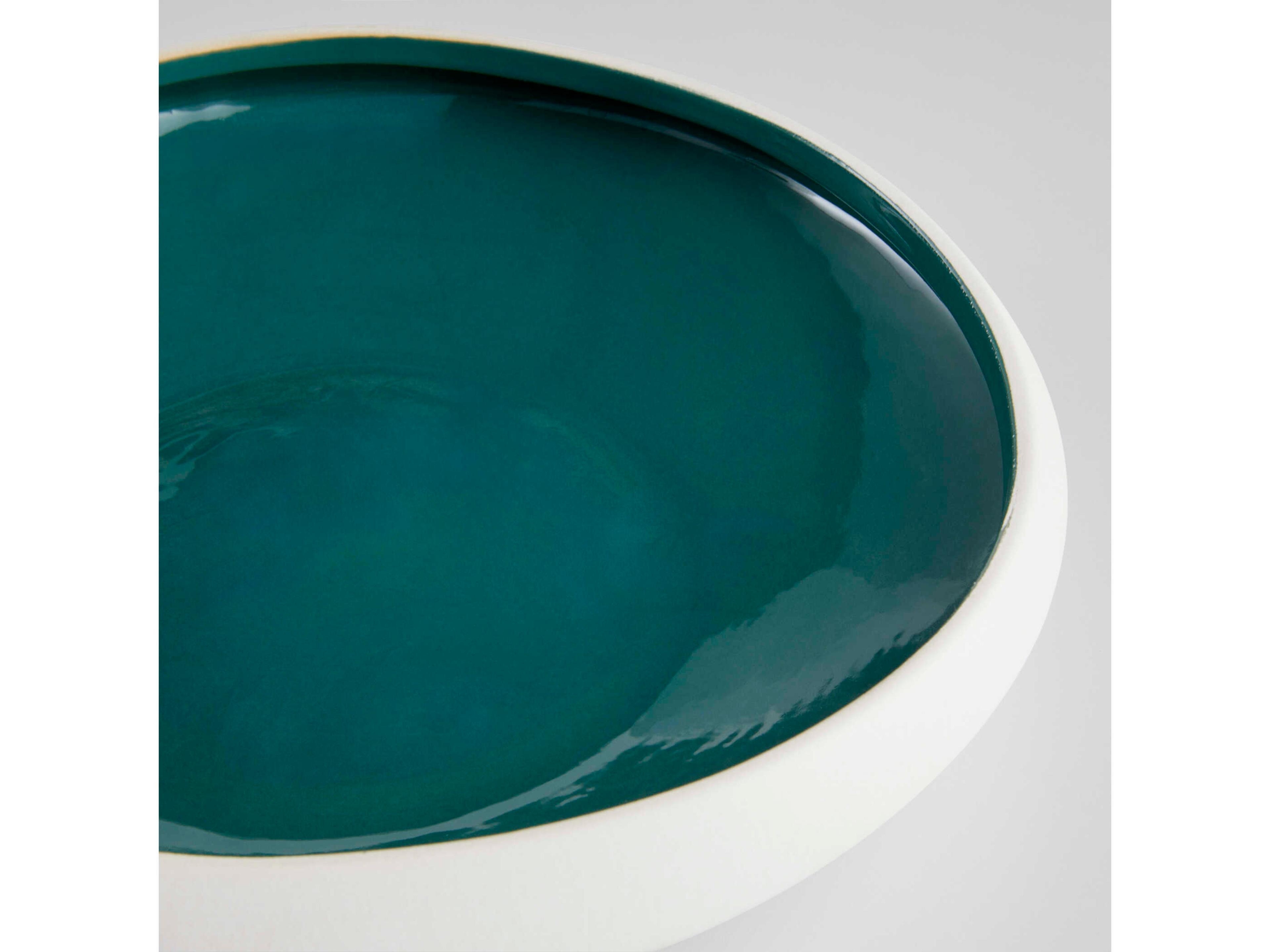 Cyan Design Matte White Green Glaze Tricolore Decorative Bowl