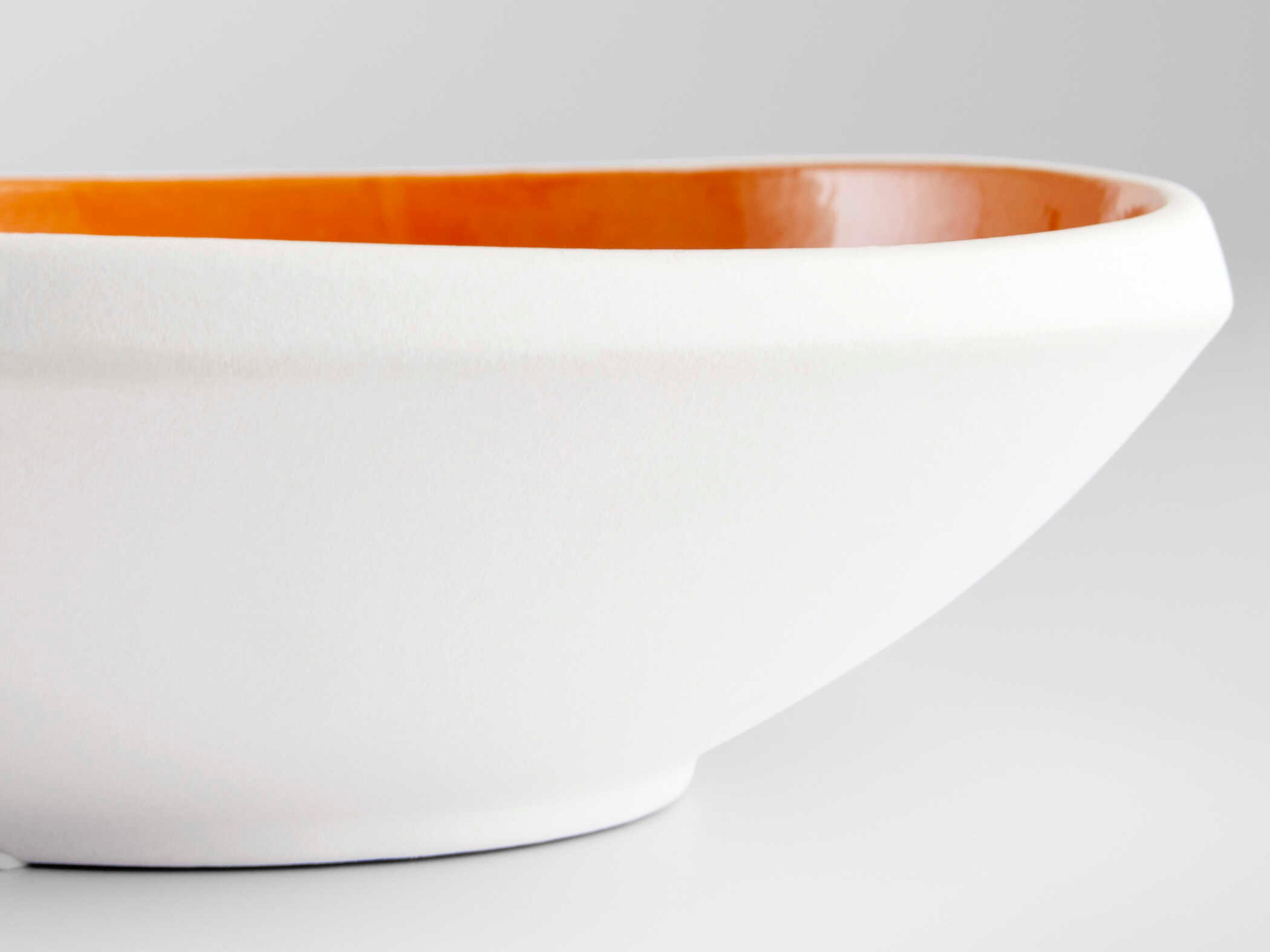 Cyan Design Matte White Orange Glaze Tricolore Decorative Bowl