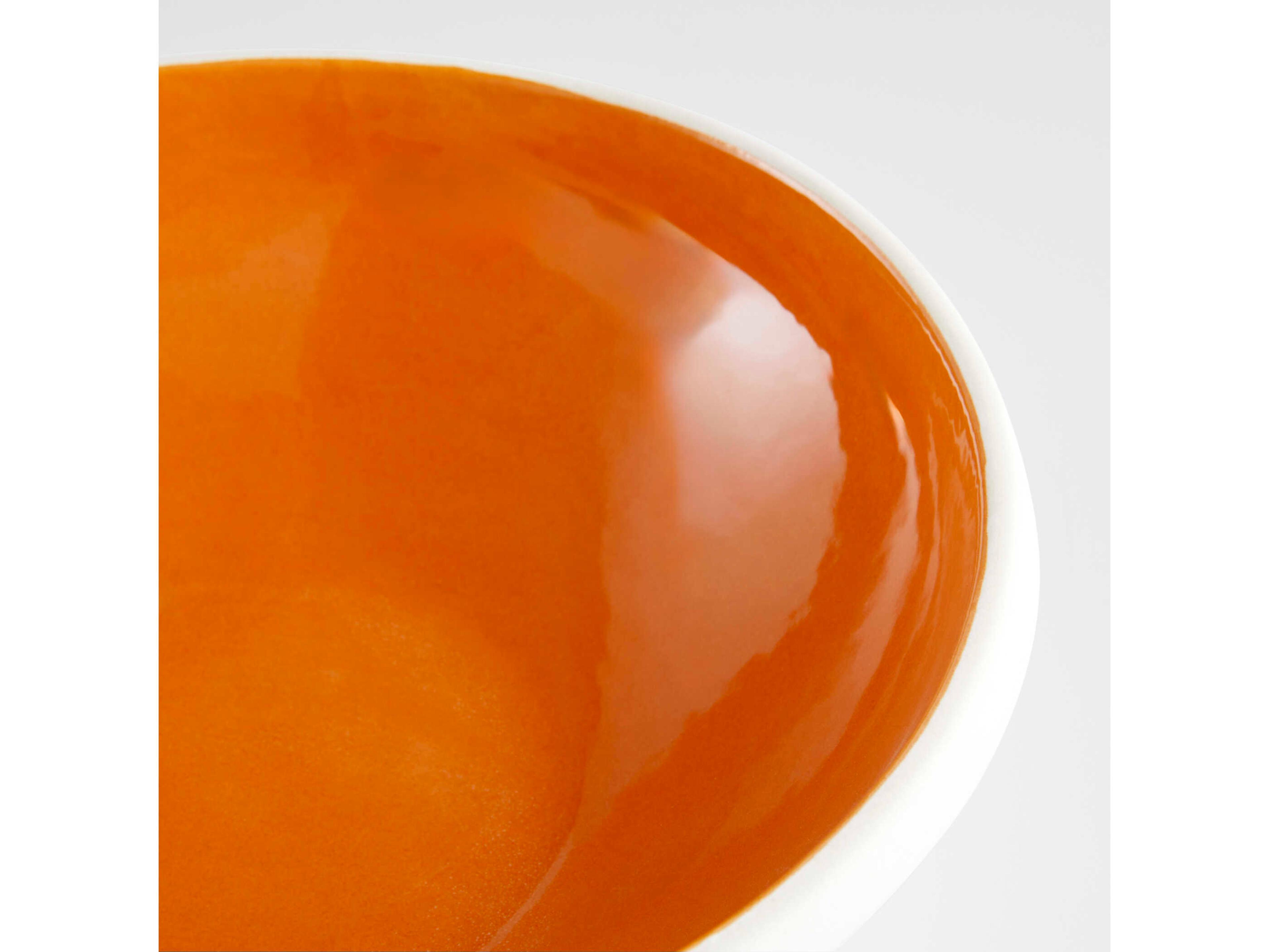 Cyan Design Matte White Orange Glaze Tricolore Decorative Bowl