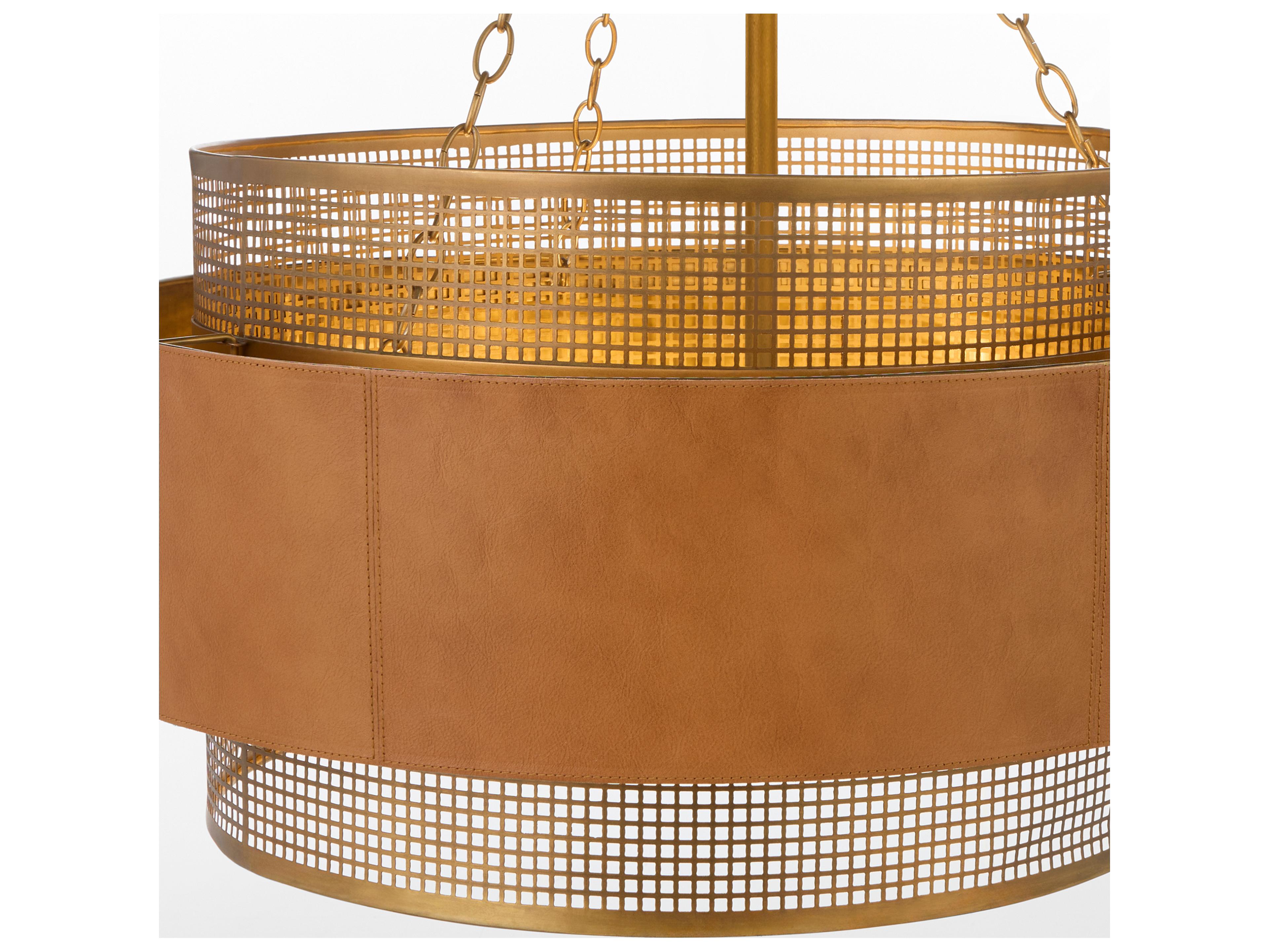 Cyan Design Newcomb 6-Light Aged Brass Brown Drum Pendant
