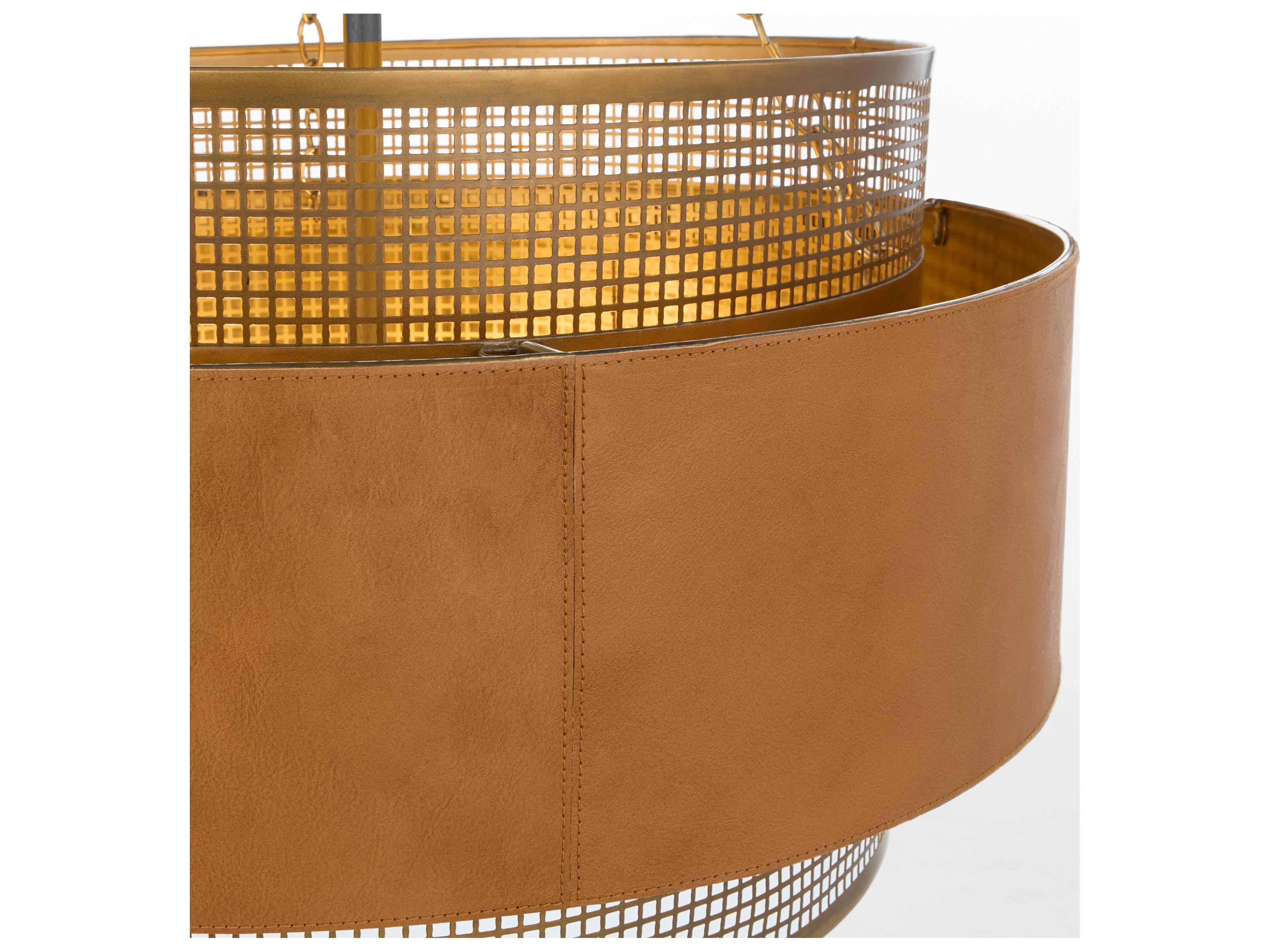 Cyan Design Newcomb 6-Light Aged Brass Brown Drum Pendant