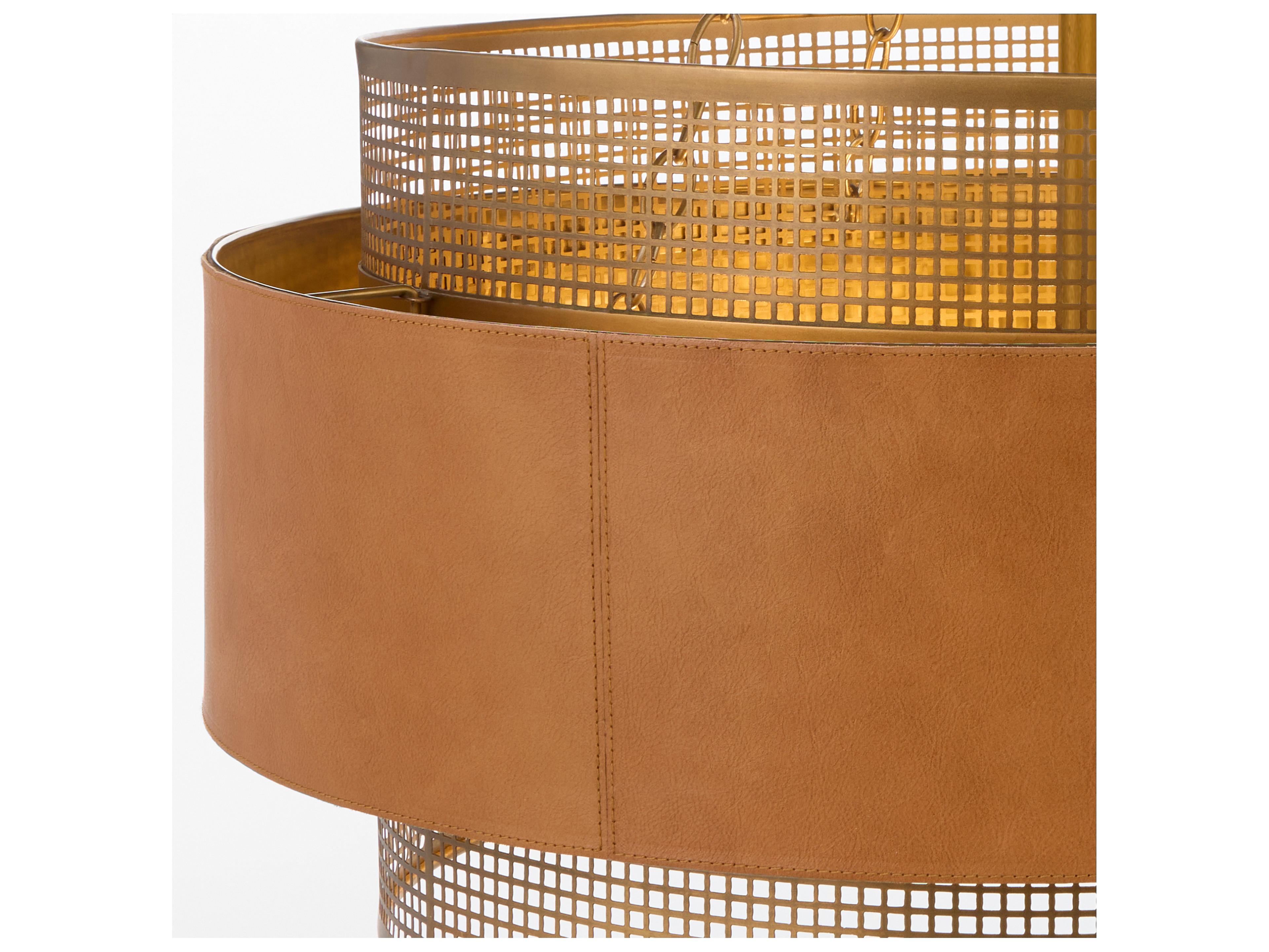 Cyan Design Newcomb 6-Light Aged Brass Brown Drum Pendant