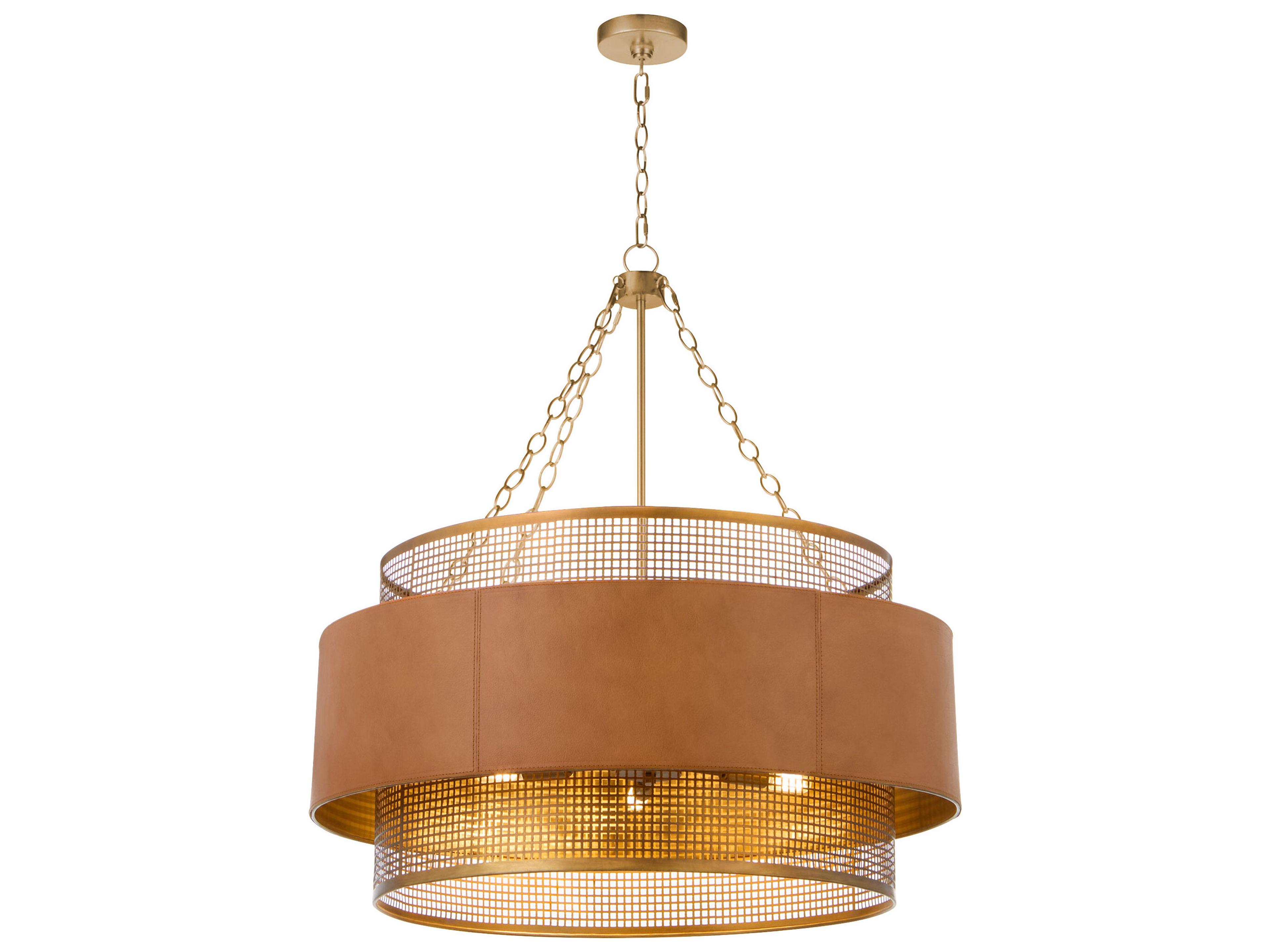 Cyan Design Newcomb 6-Light Aged Brass Brown Drum Pendant