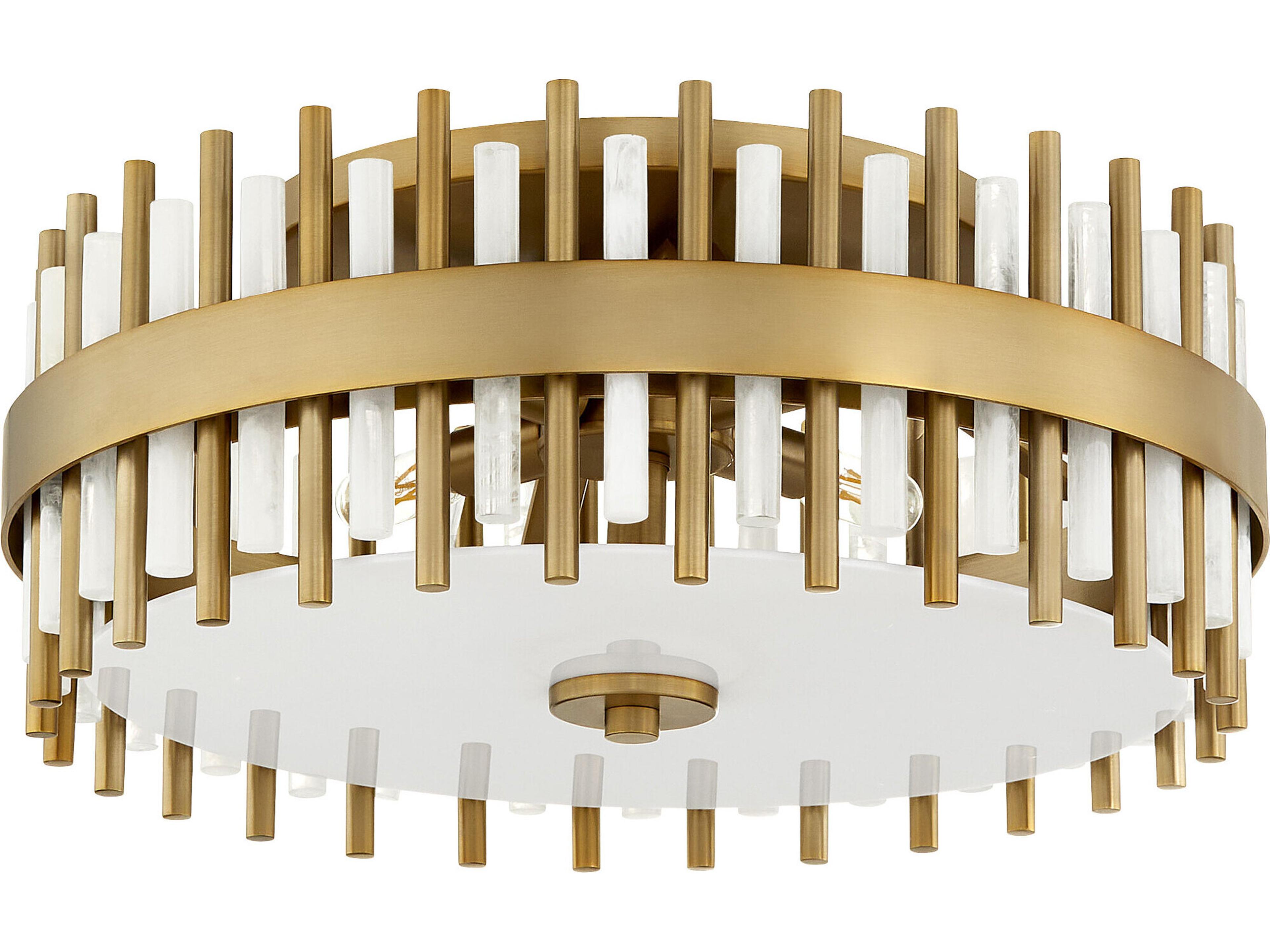 Cassio 4-Light Aged Brass Drum Round Flush Mount