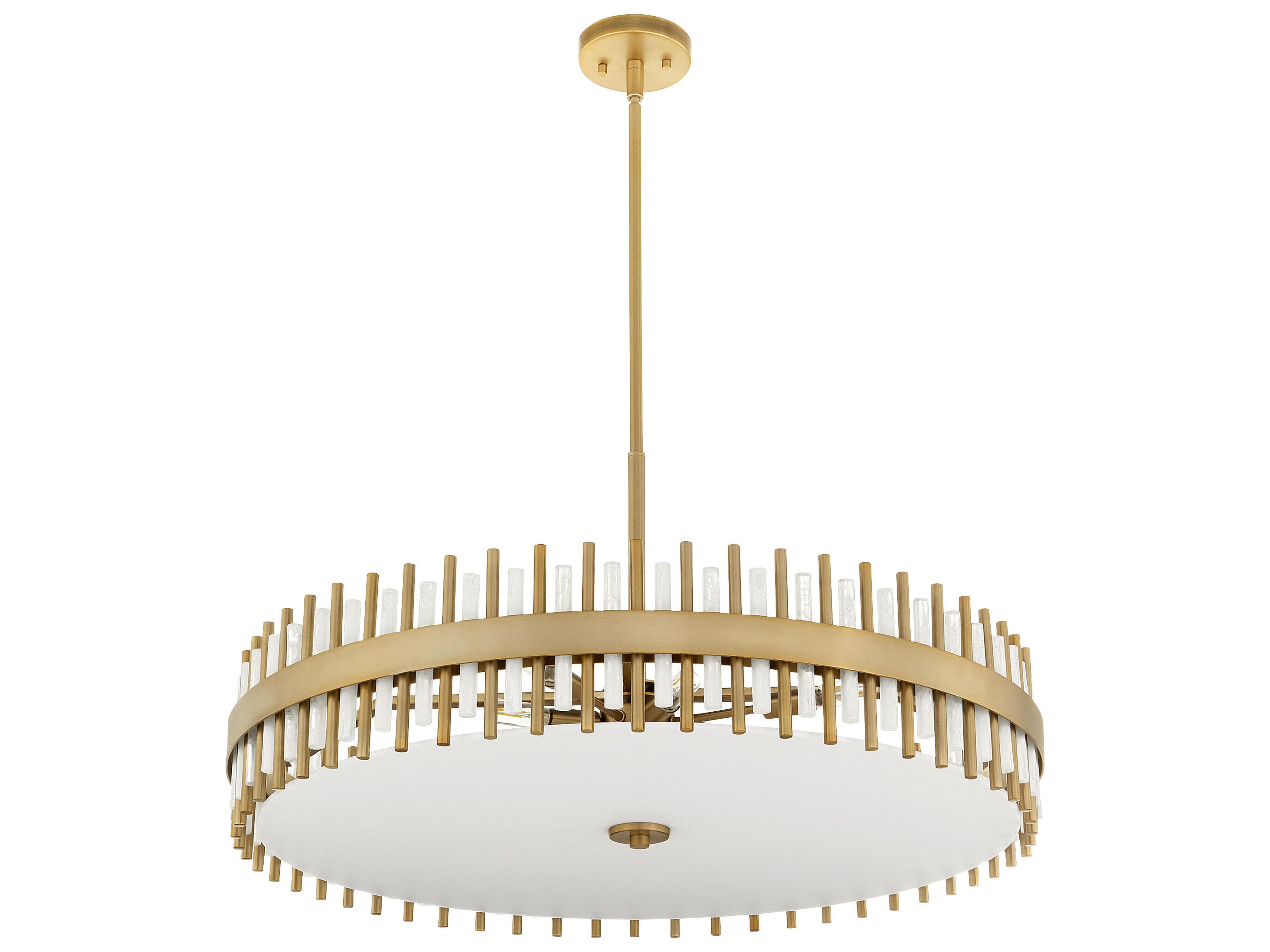 Cassio 8-Light Aged Brass Drum Round Pendant