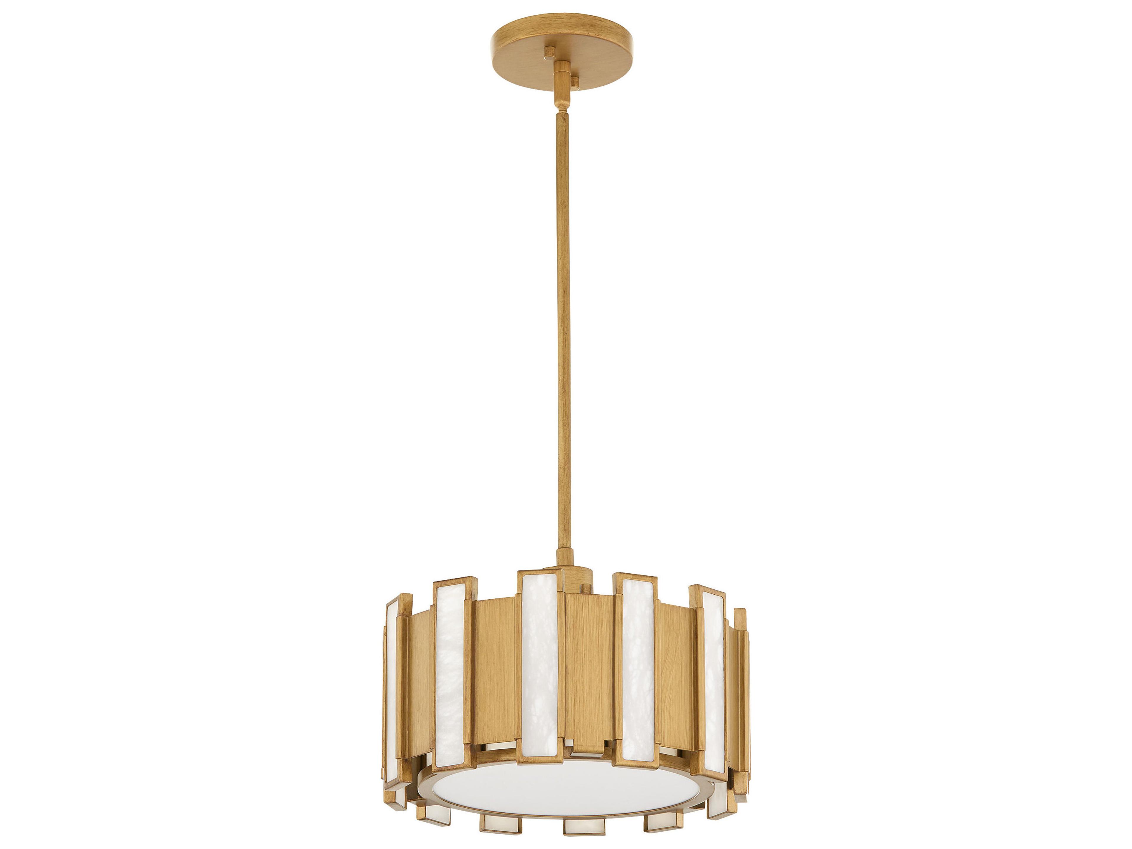 Volterra 1-Light Aged Brass Drum Round Mini Pendant