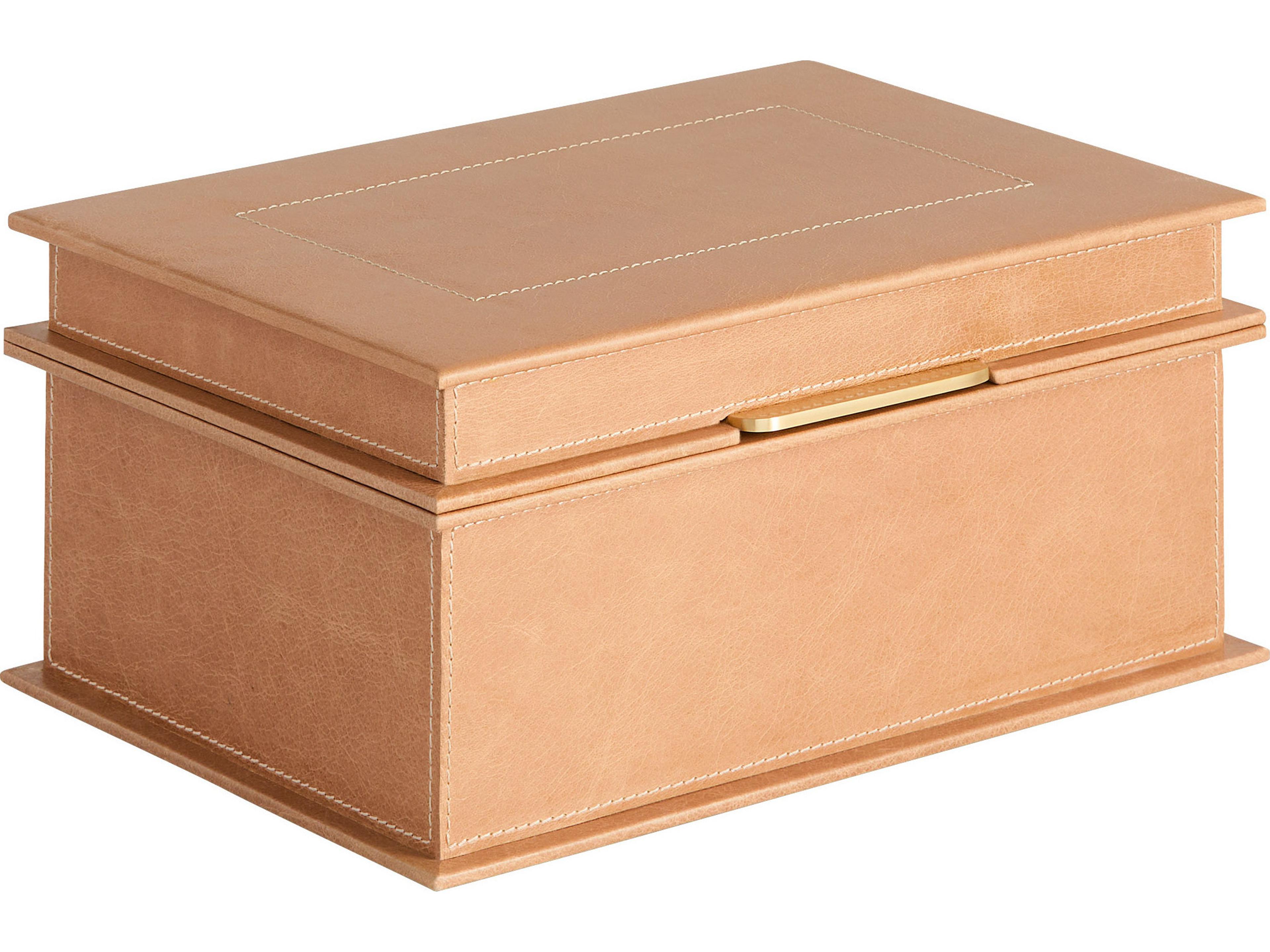 Garcia Palomino Tan Antique Brass Jewelry Box