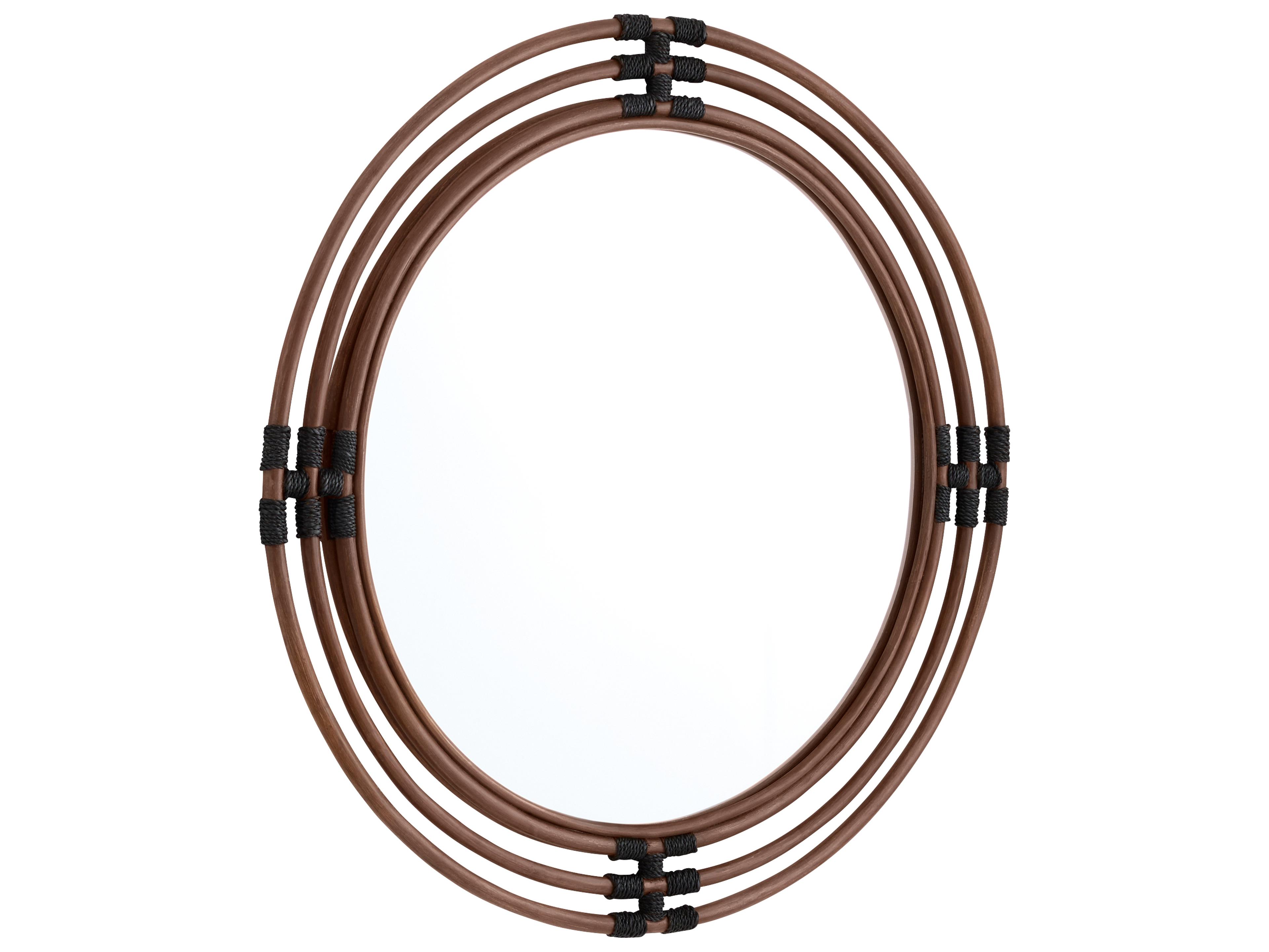 Concentrico Smoke Rattan Black Wall Mirror Oval
