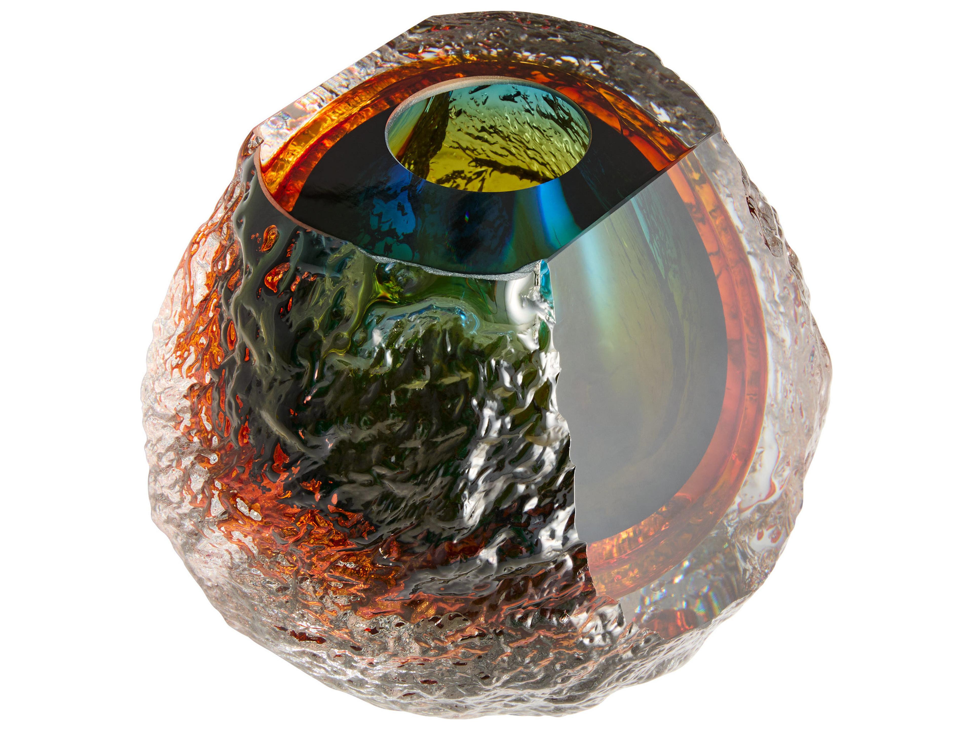 Halley Blue Clear Amber Vase