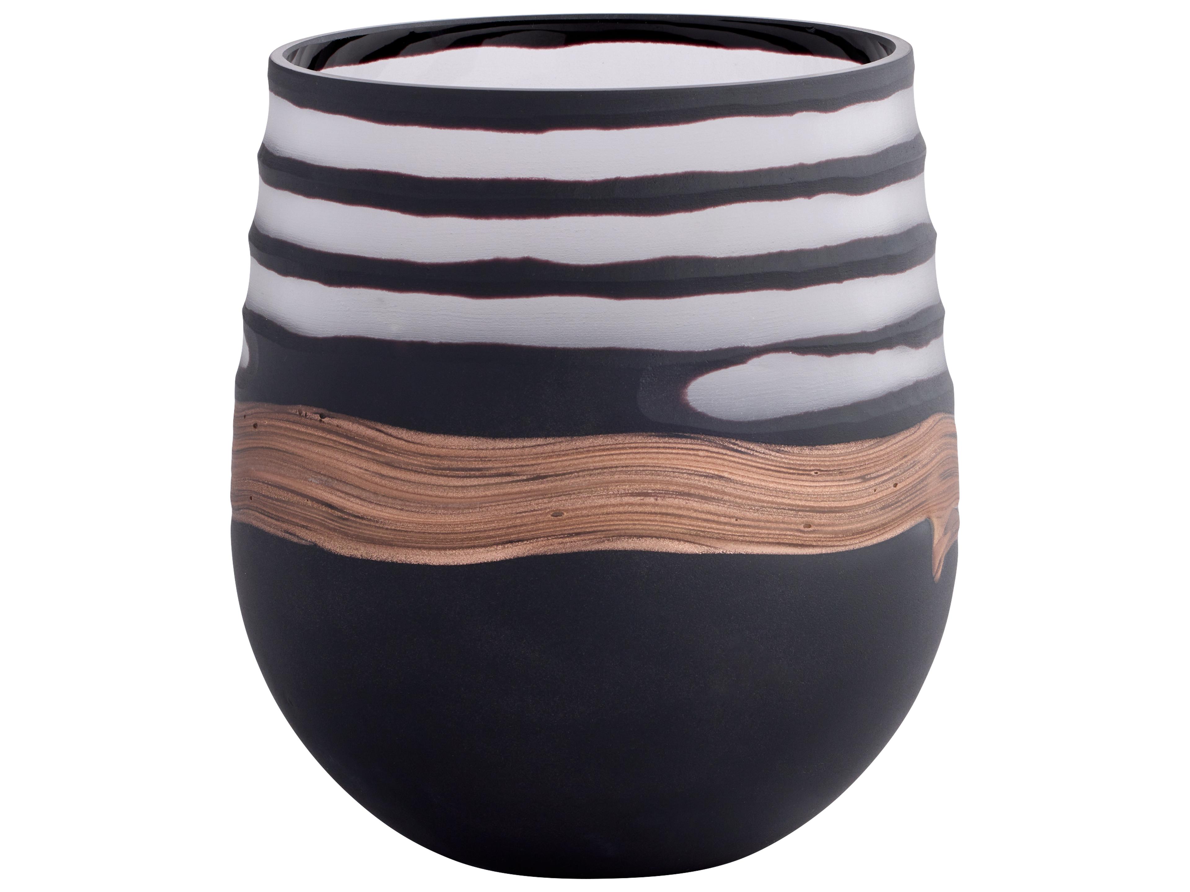 Midnight Road Black Clear Copper Vase