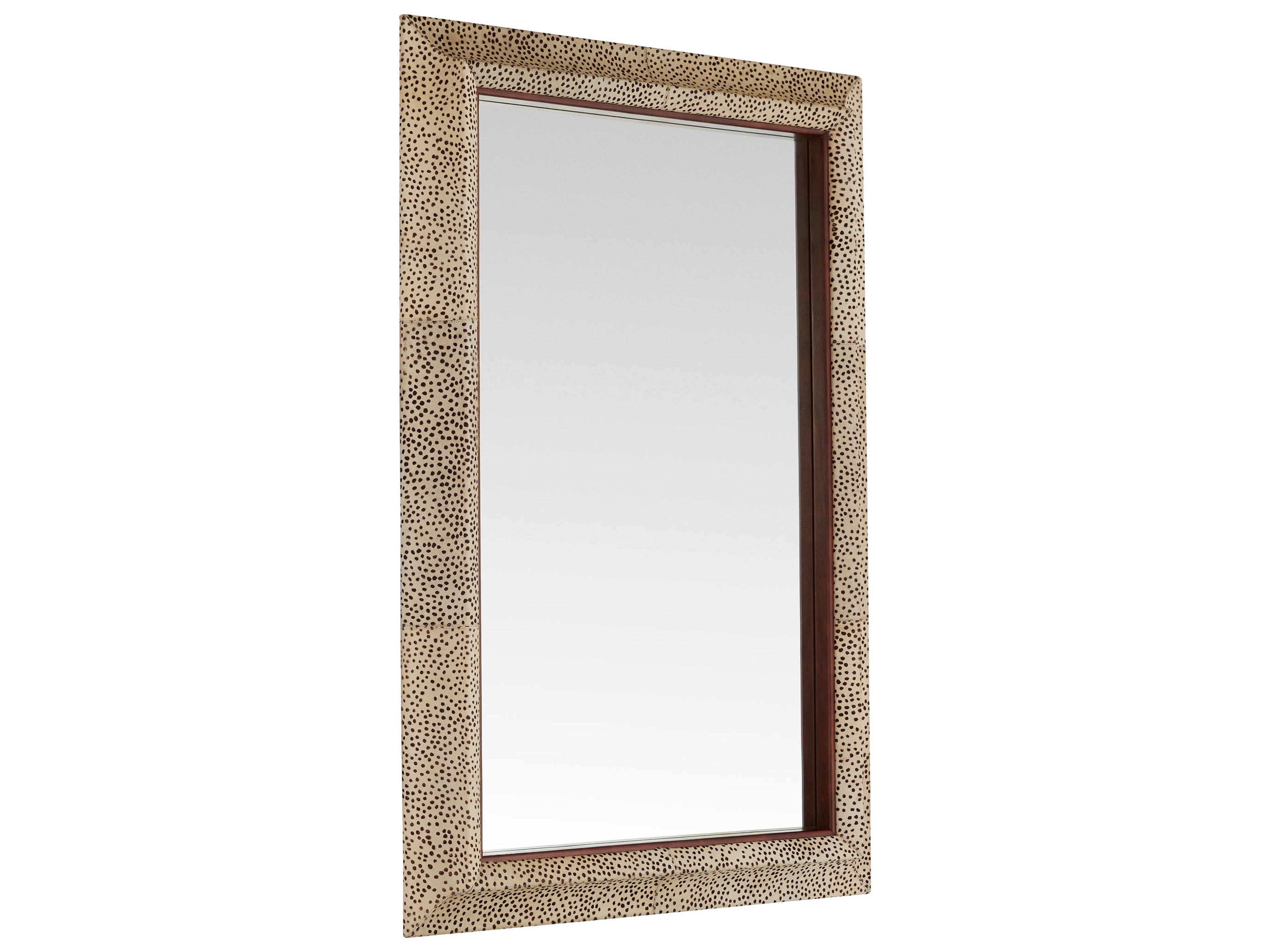 Gaborone Off White Brown Walnut Wall Mirror Rectangular