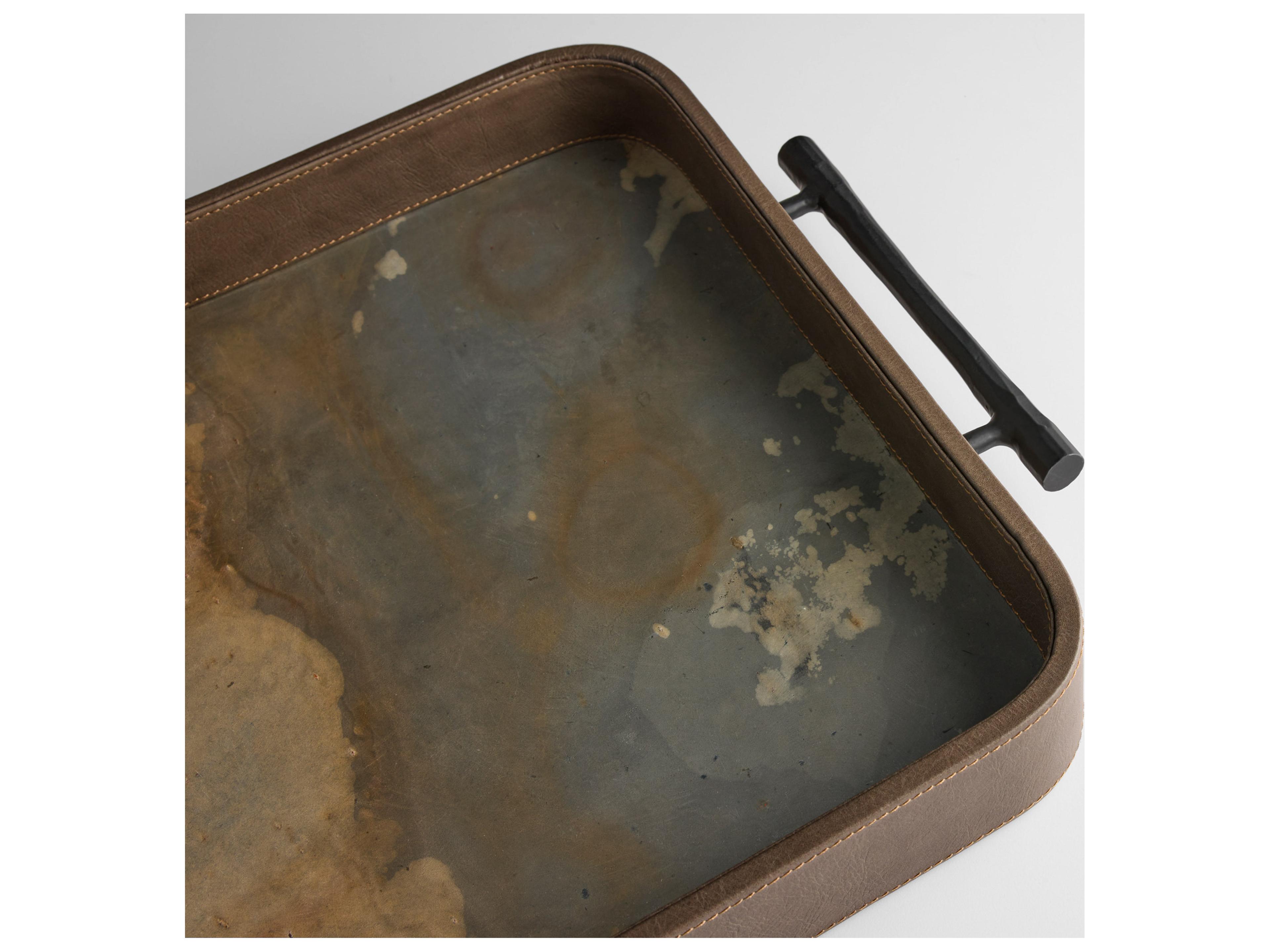 Cyan Design Tesoro Smoke Grey Slate Veneer Matte Black Serving Tray