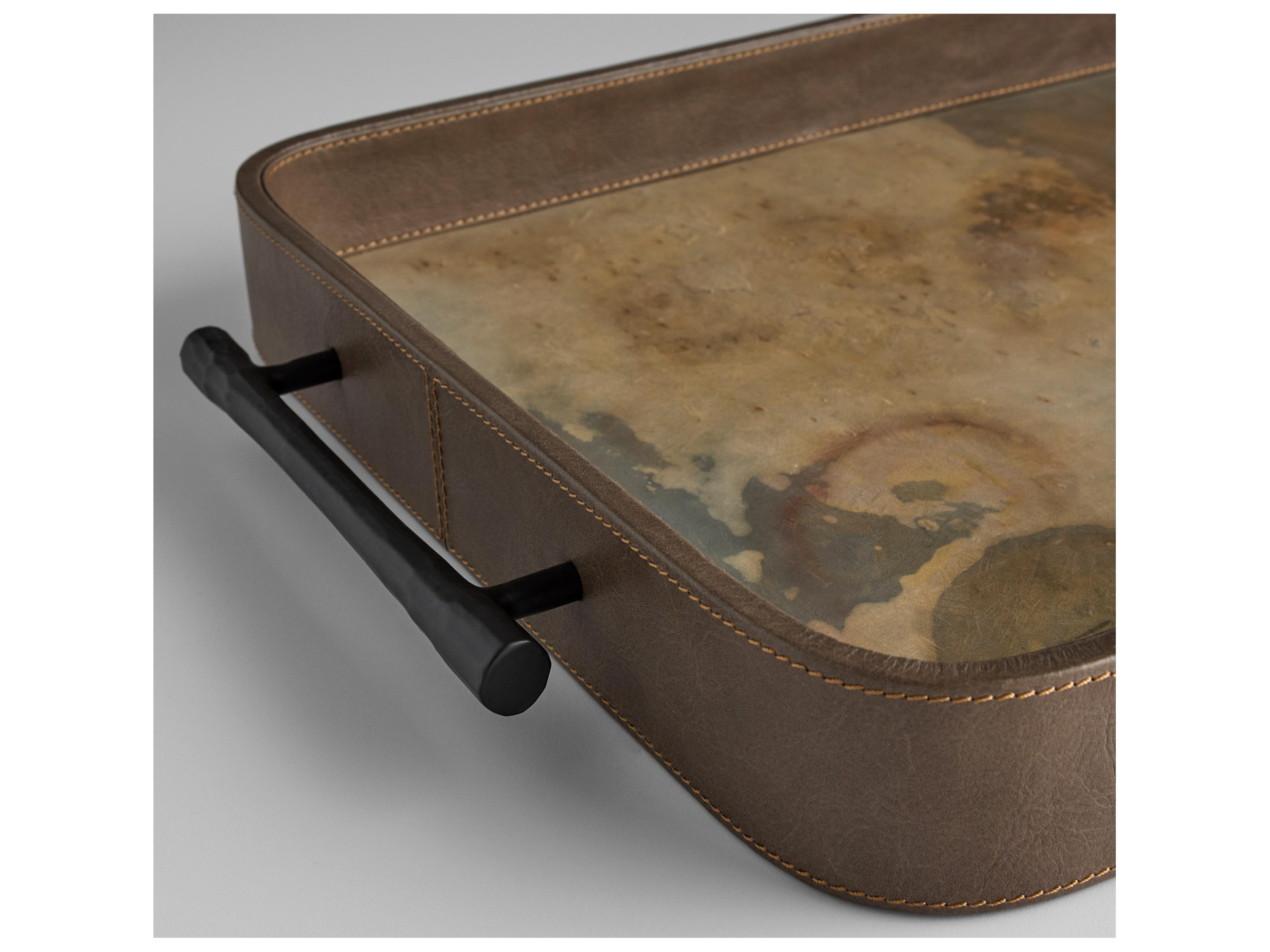 Cyan Design Tesoro Smoke Grey Slate Veneer Matte Black Serving Tray