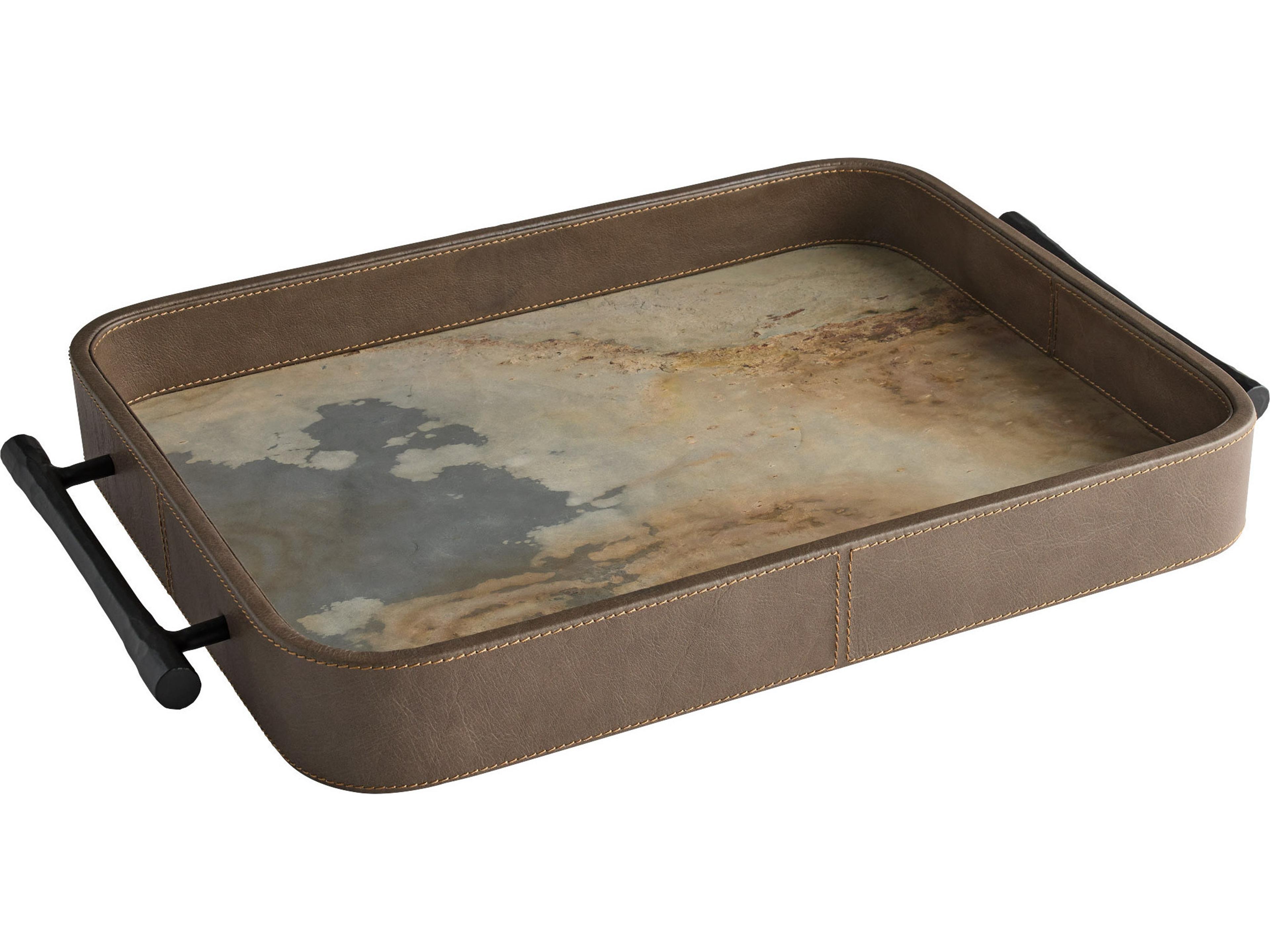 Cyan Design Tesoro Smoke Grey Slate Veneer Matte Black Serving Tray