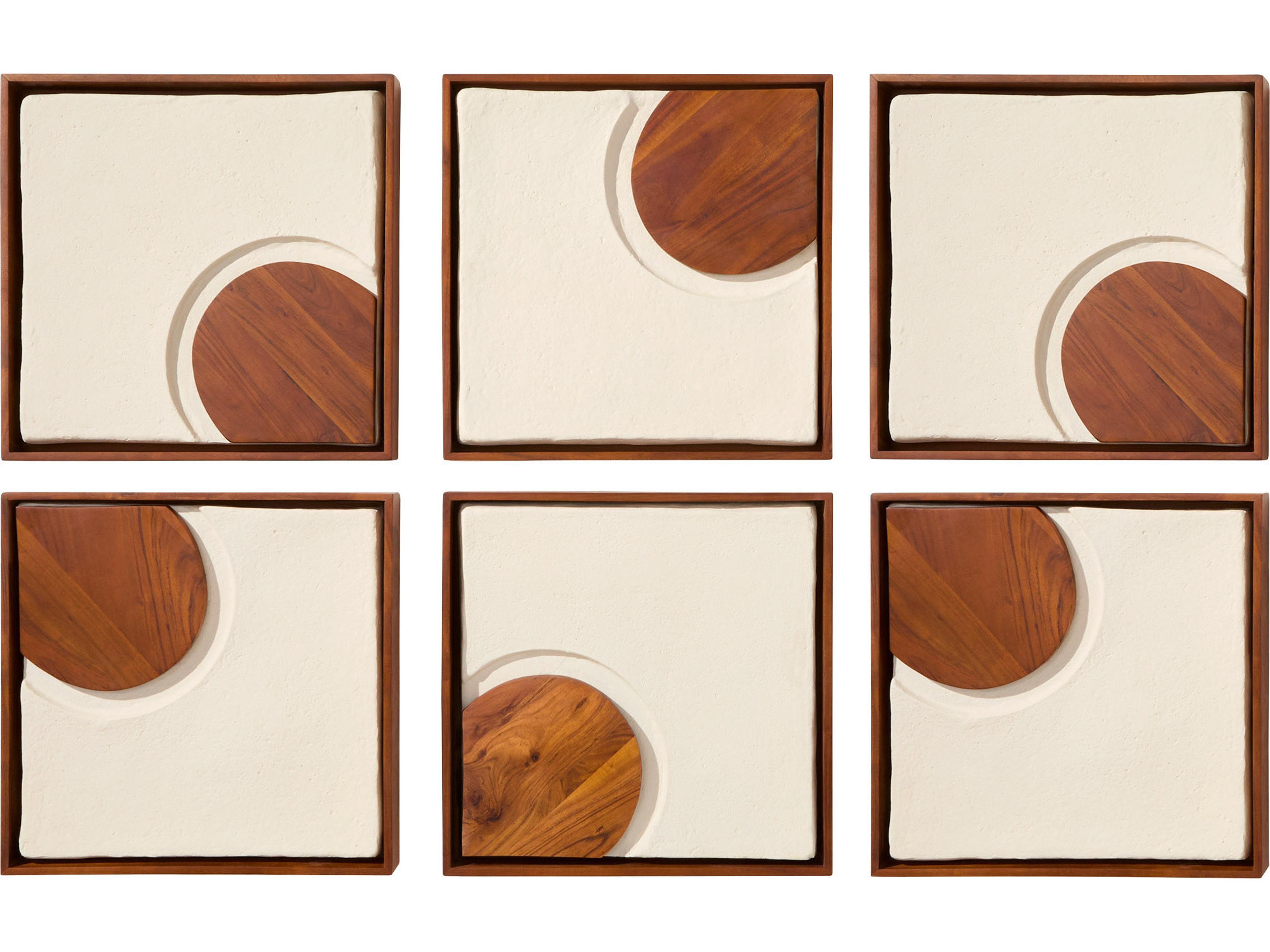 Cyan Design Rhys 3D Off-White / Walnut Wall Art Set of 4