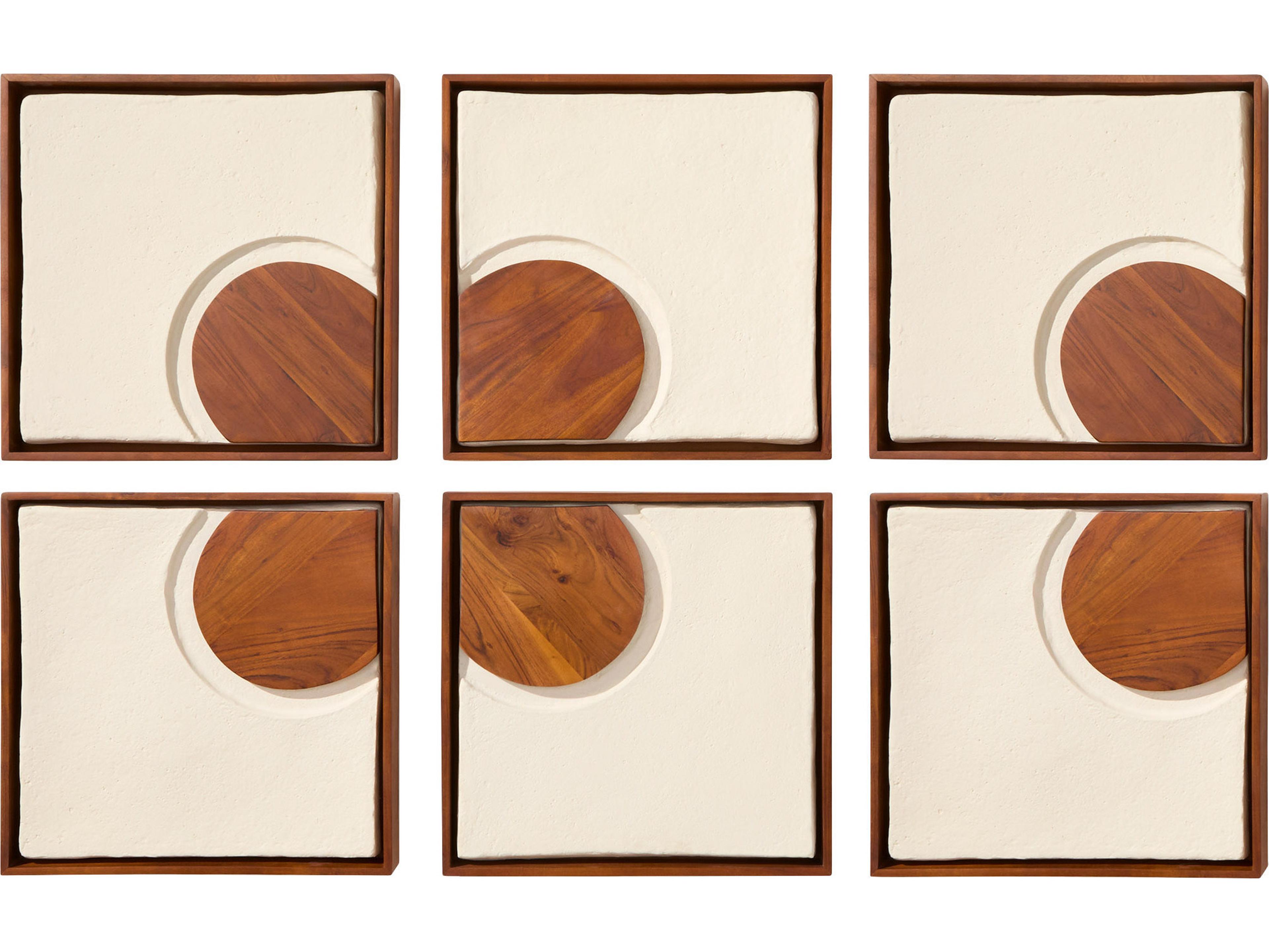 Cyan Design Rhys 3D Off-White / Walnut Wall Art Set of 4