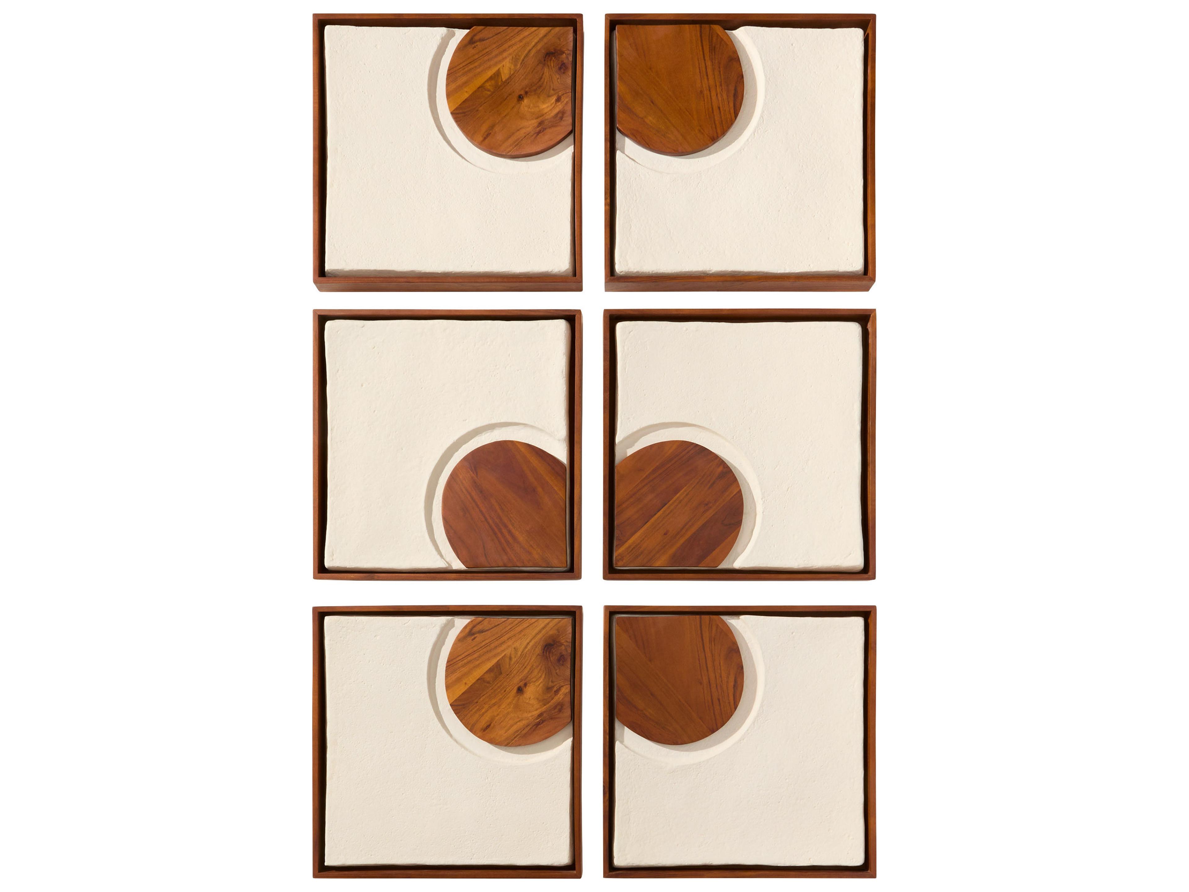 Cyan Design Rhys 3D Off-White / Walnut Wall Art Set of 4