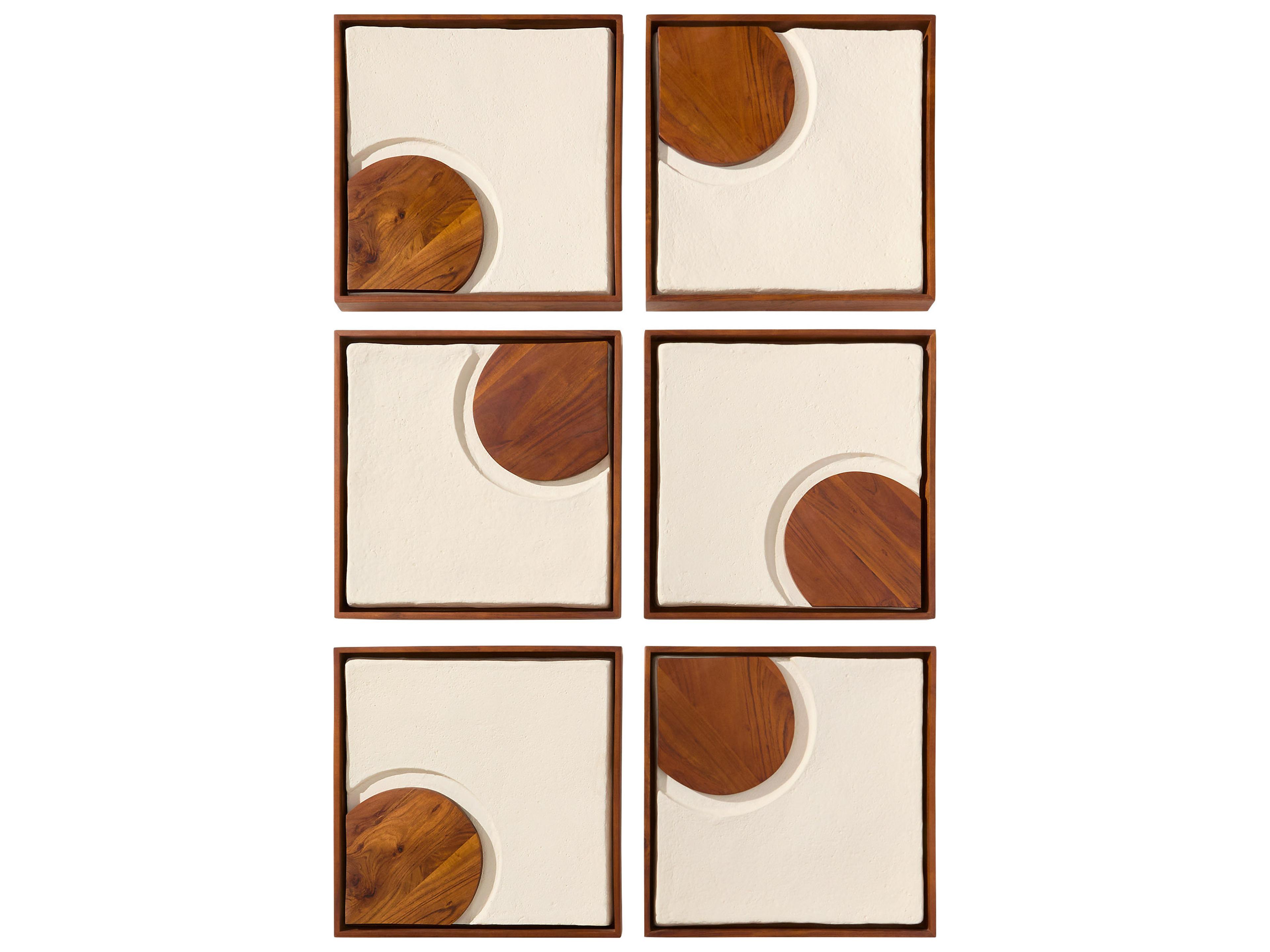 Cyan Design Rhys 3D Off-White / Walnut Wall Art Set of 4