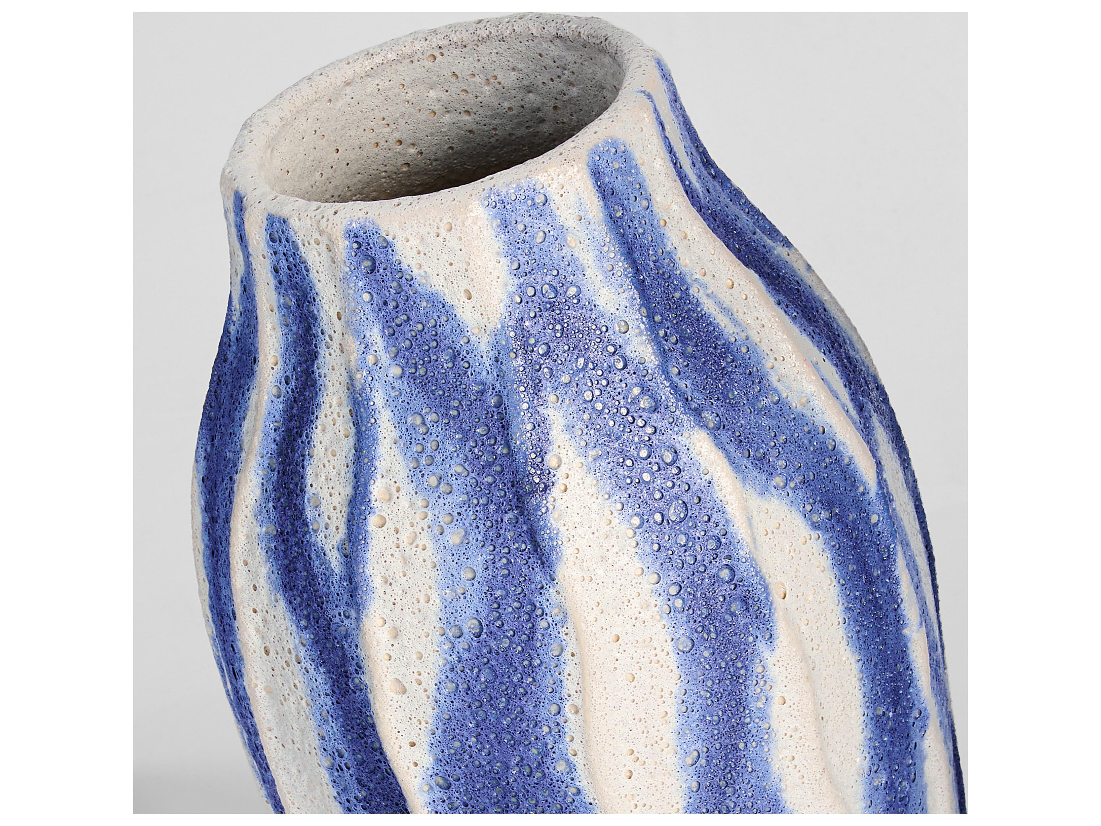Cyan Design Ripple Chalk White Blue Vase