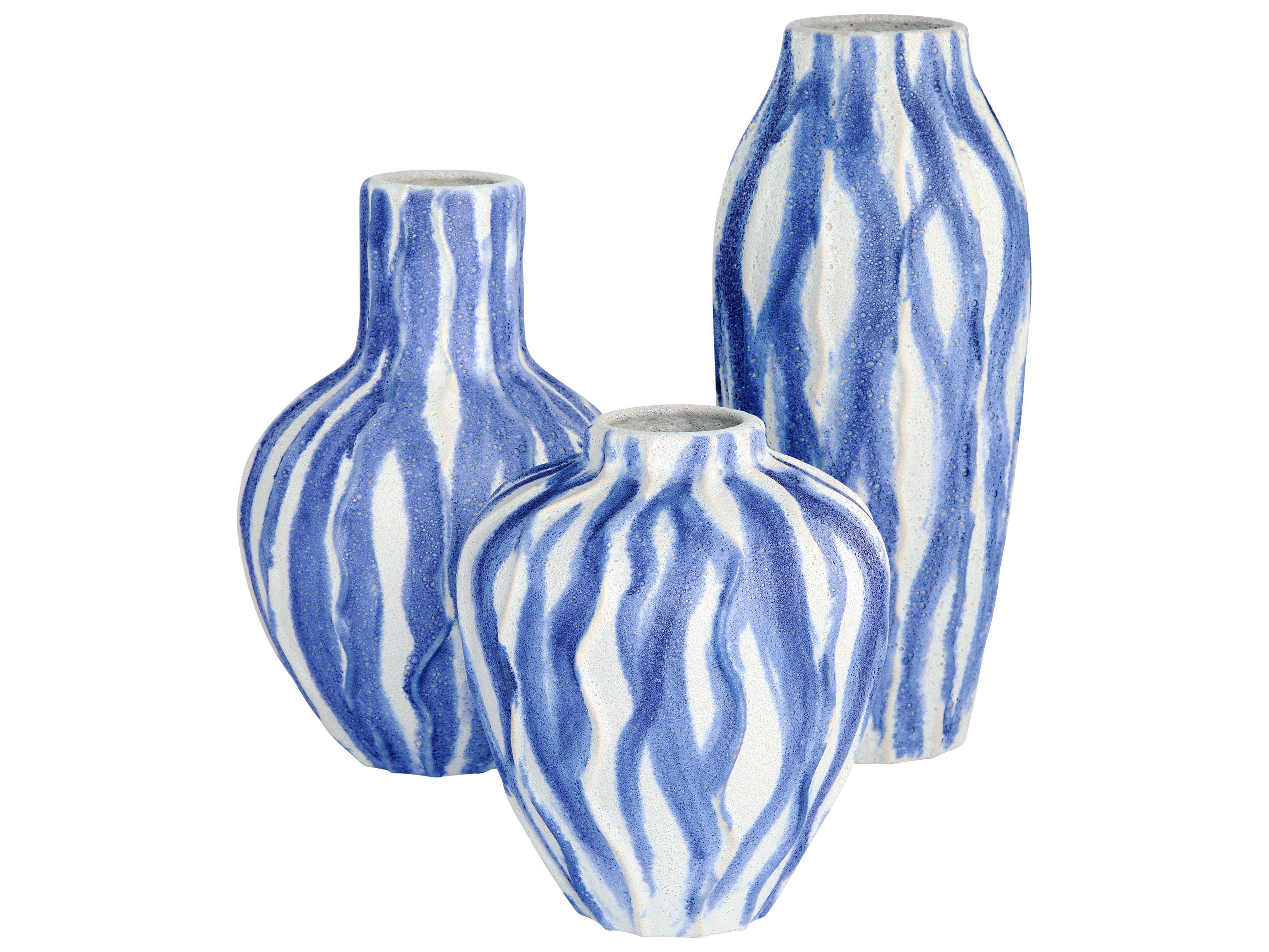Cyan Design Ripple Chalk White Blue Vase