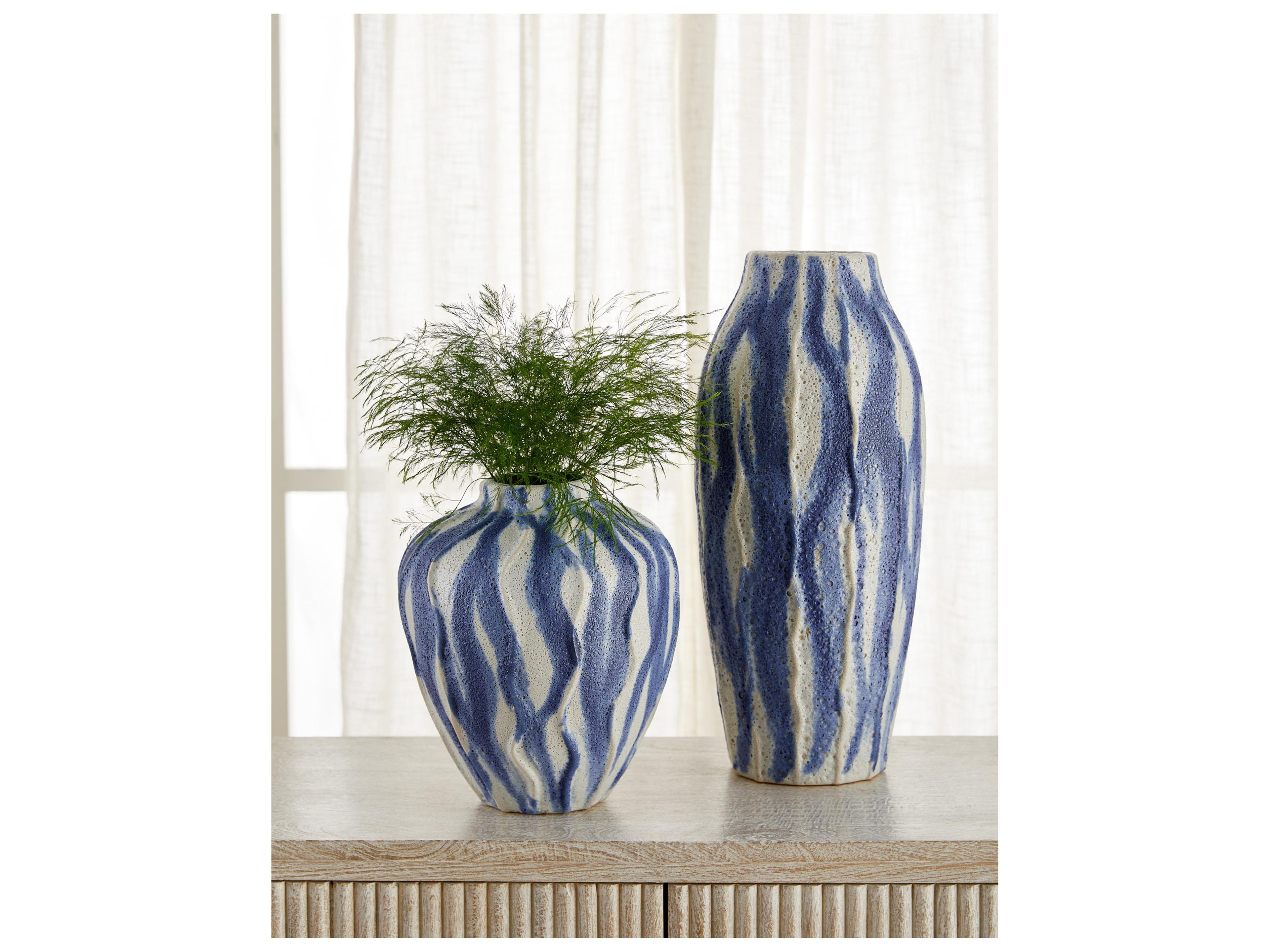 Cyan Design Ripple Chalk White Blue Vase