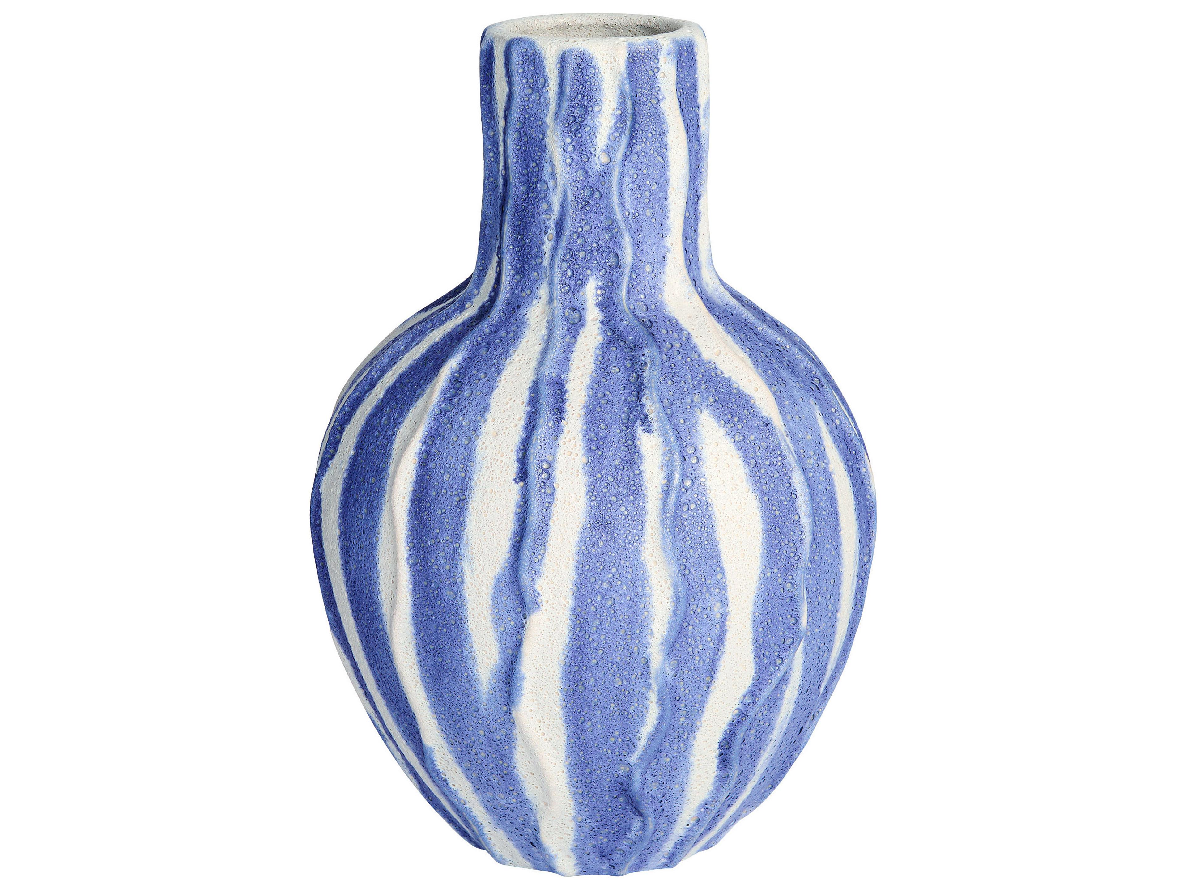 Ripple Chalk White Blue Vase