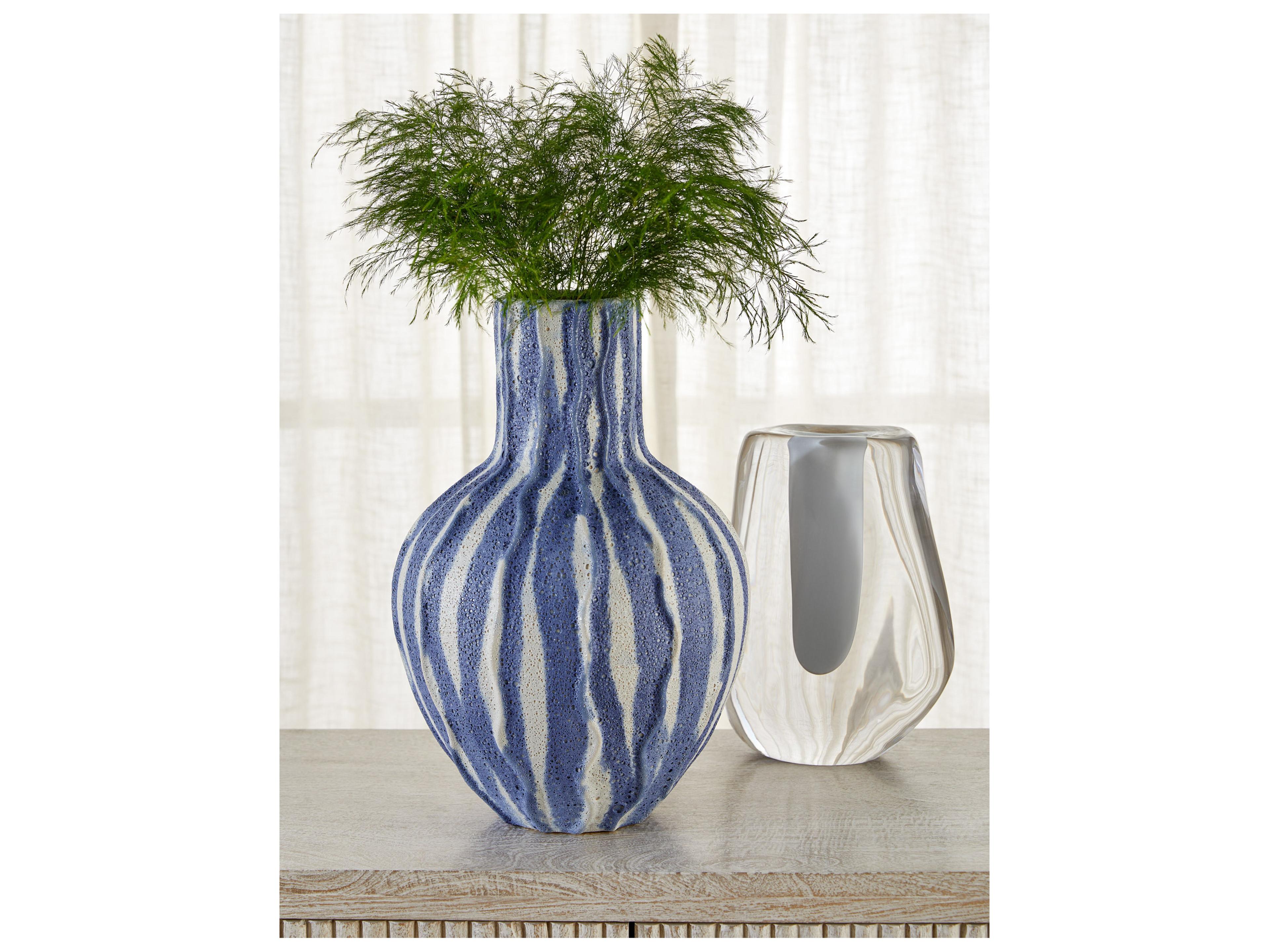 Cyan Design Ripple Chalk White Blue Vase