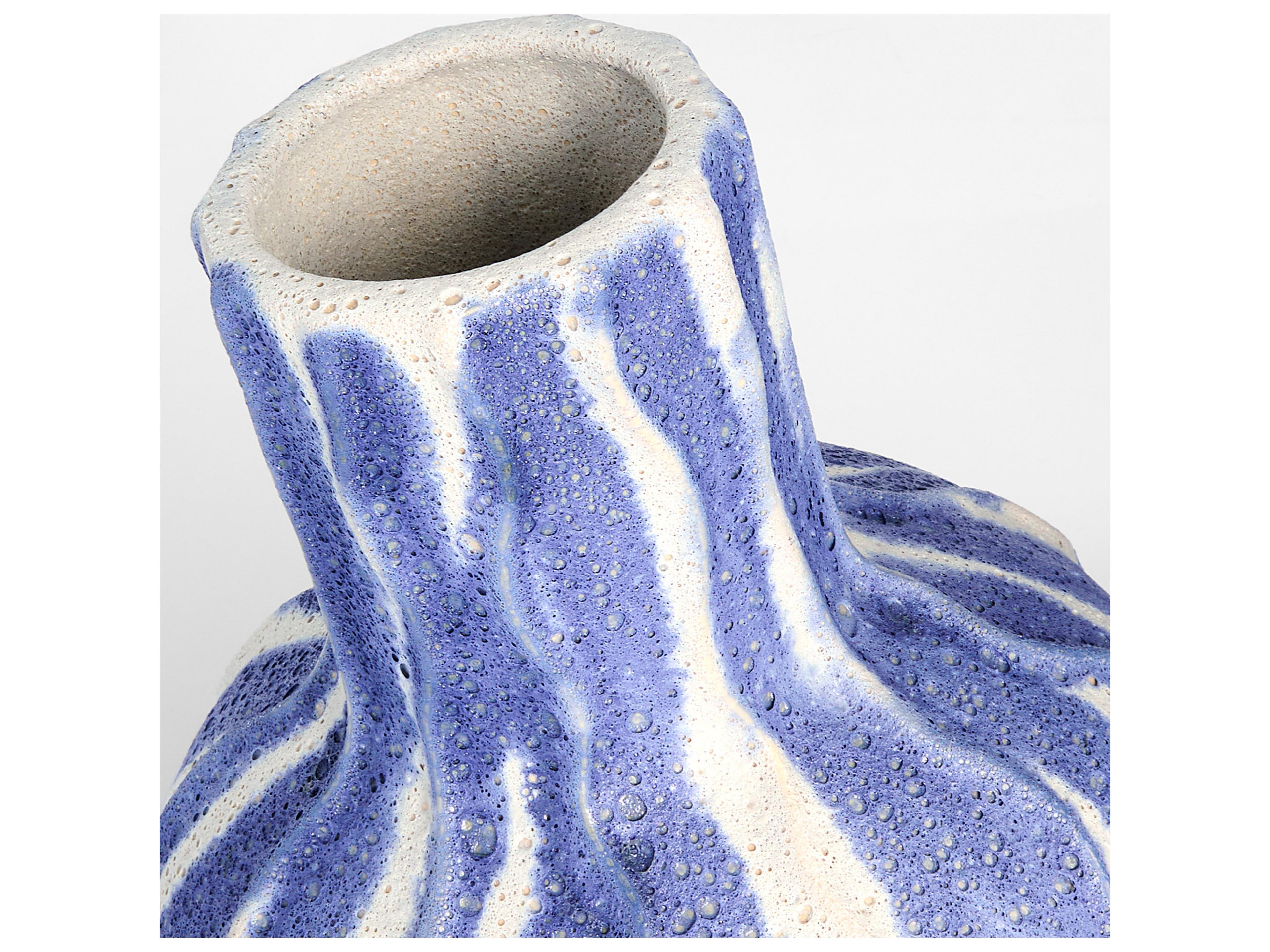 Cyan Design Ripple Chalk White Blue Vase