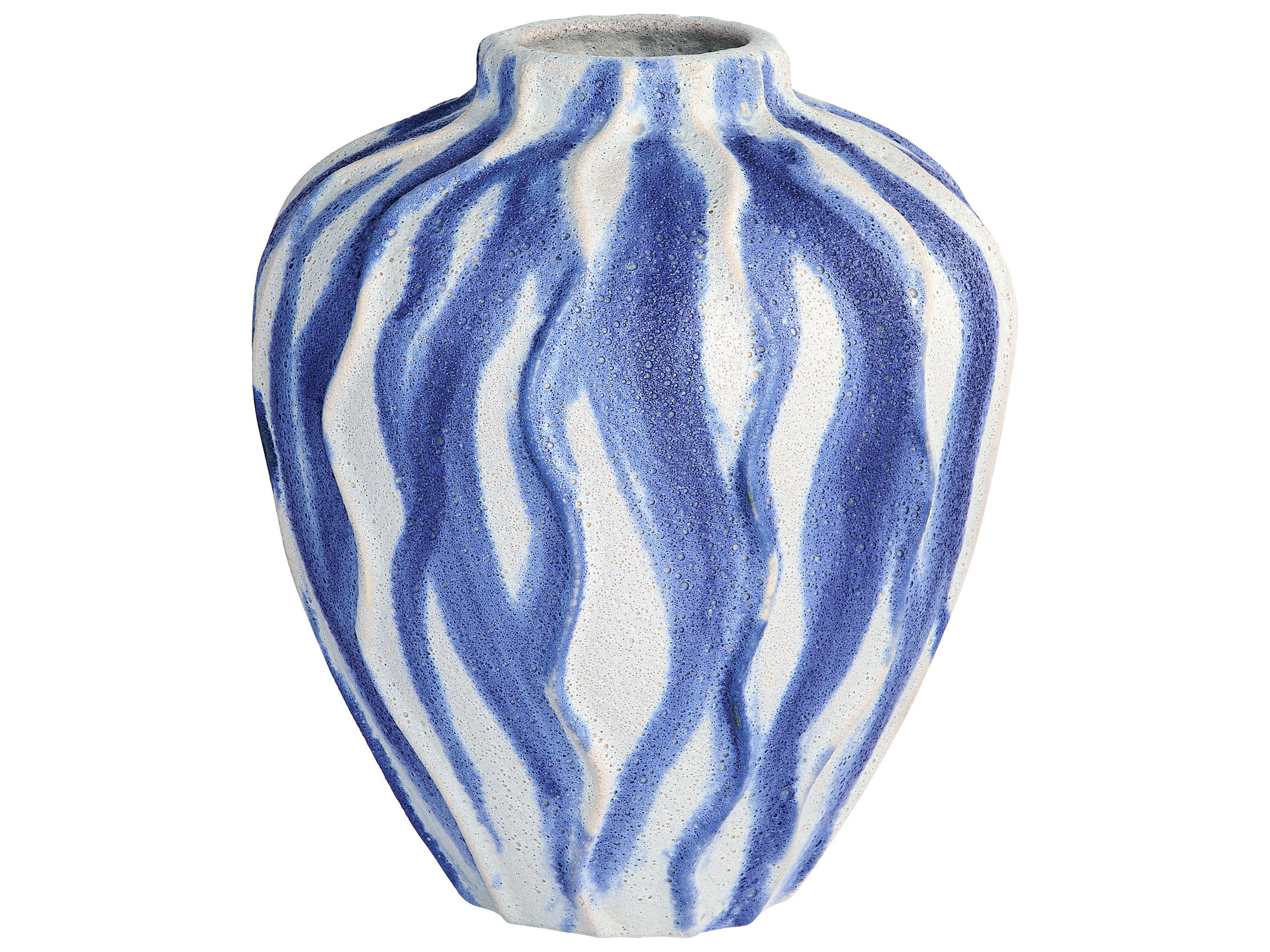 Ripple Chalk White Blue Vase