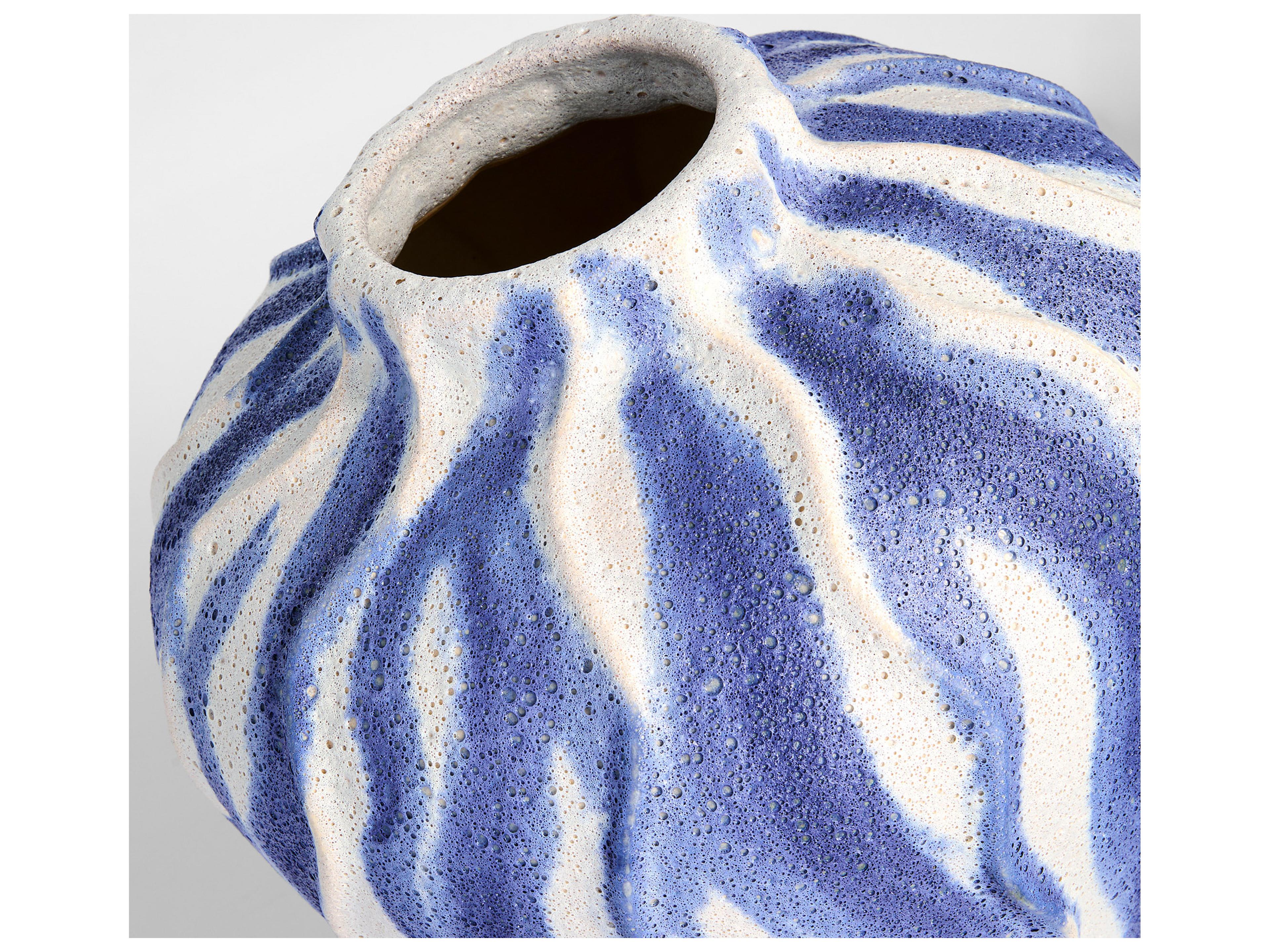 Cyan Design Ripple Chalk White Blue Vase