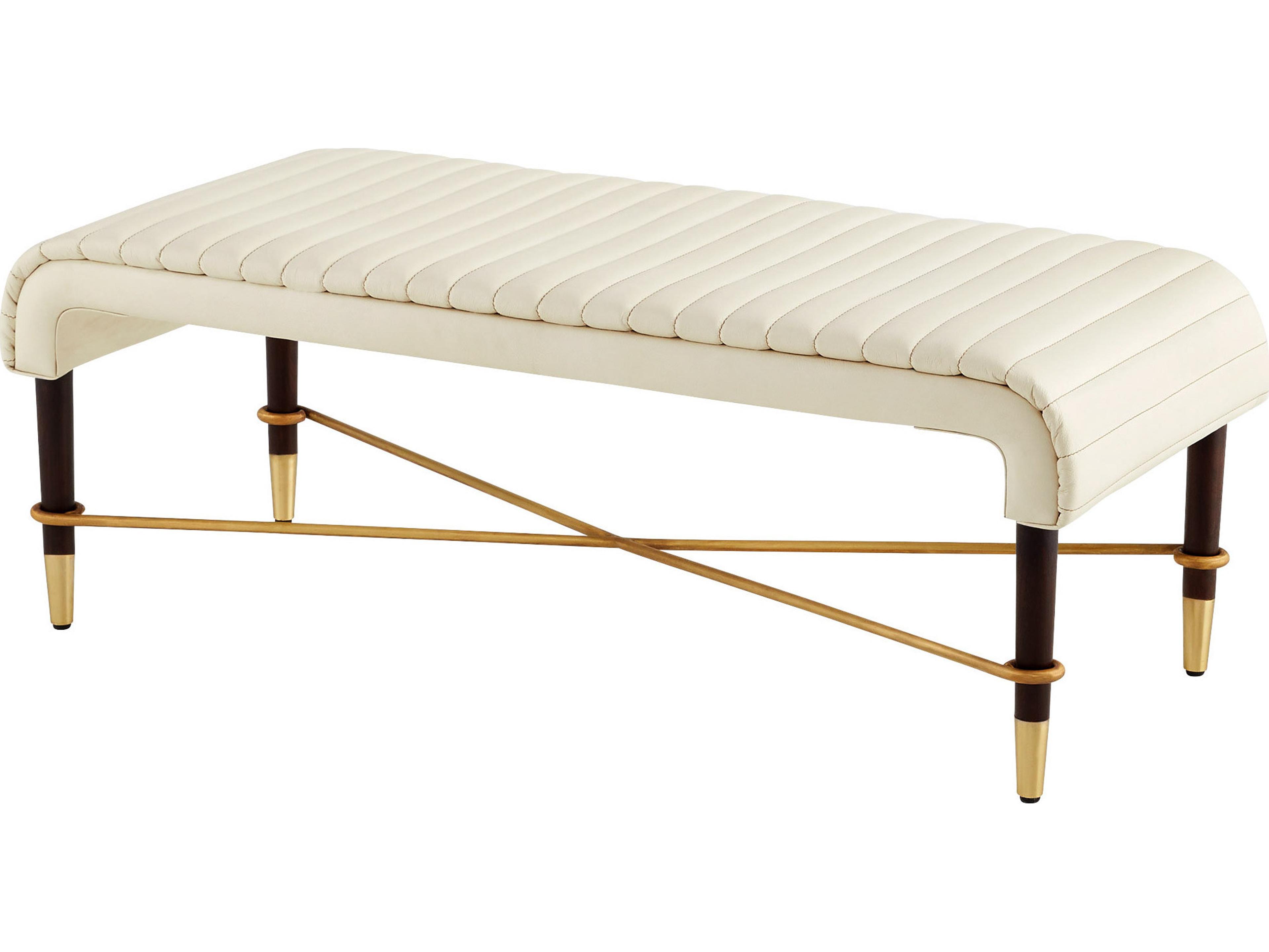 White Leather Accent Bench