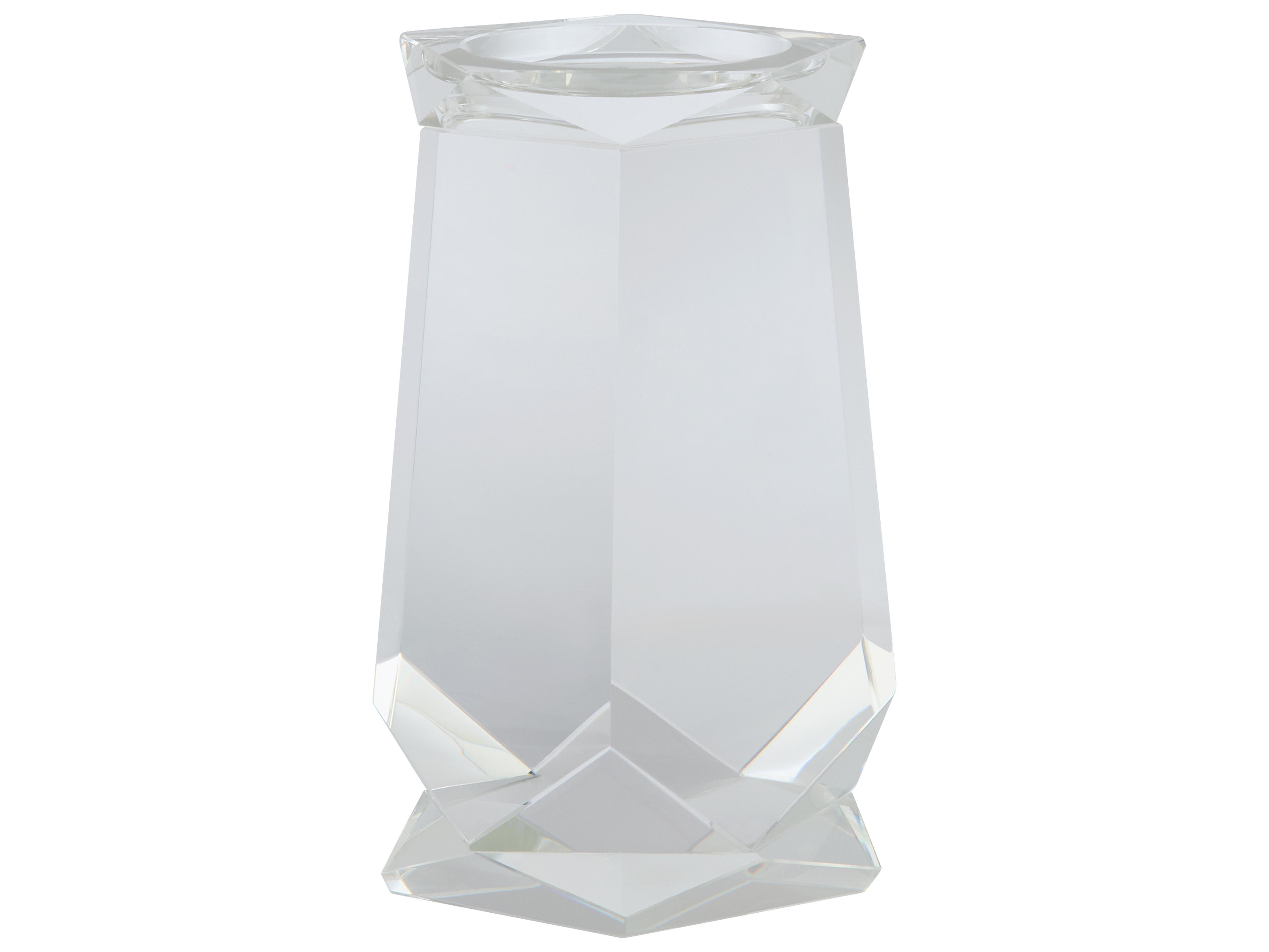 Faceted Pillar Clear Candle Holder