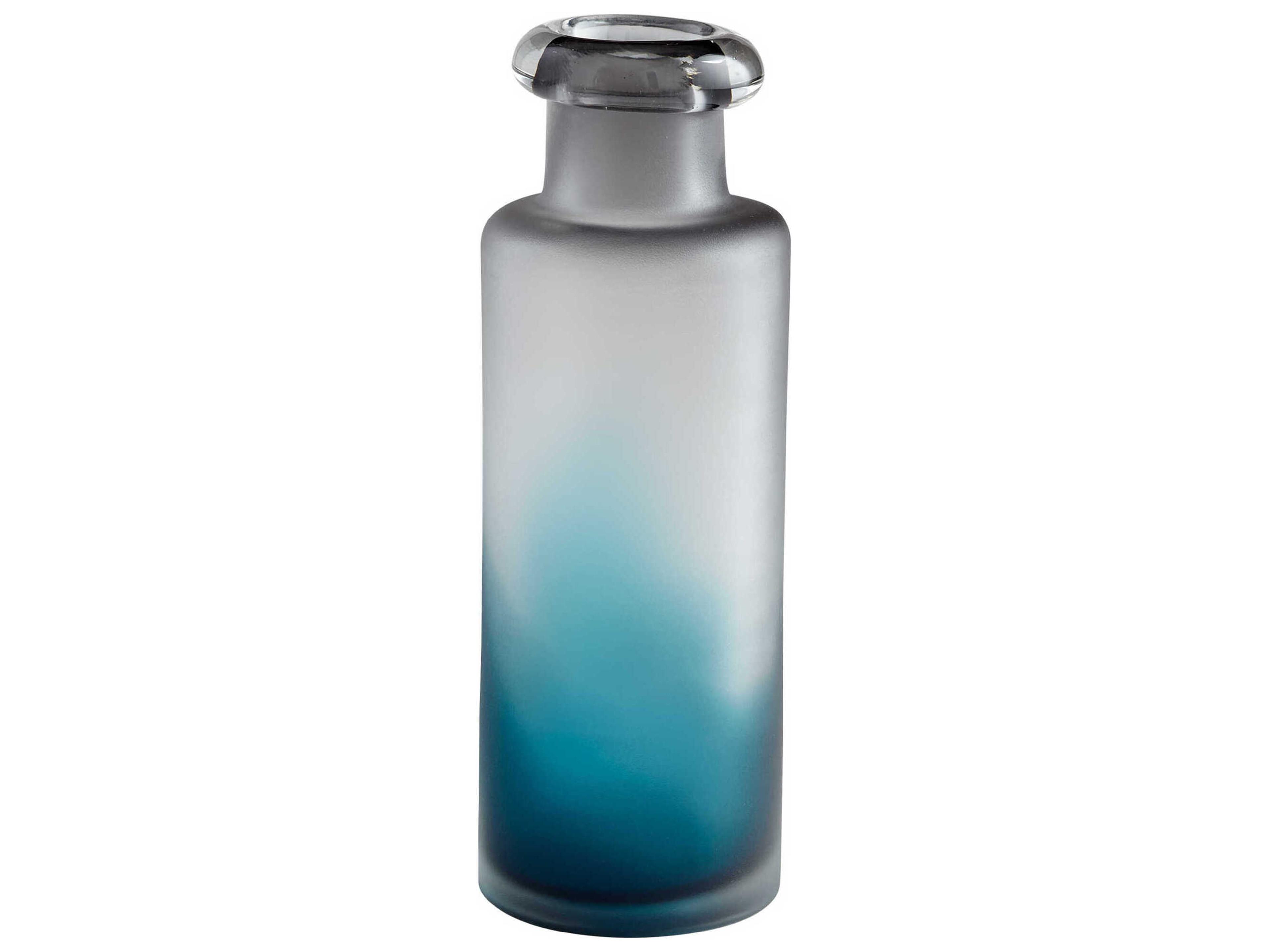 Neptune Blue / Clear 12" High Vase