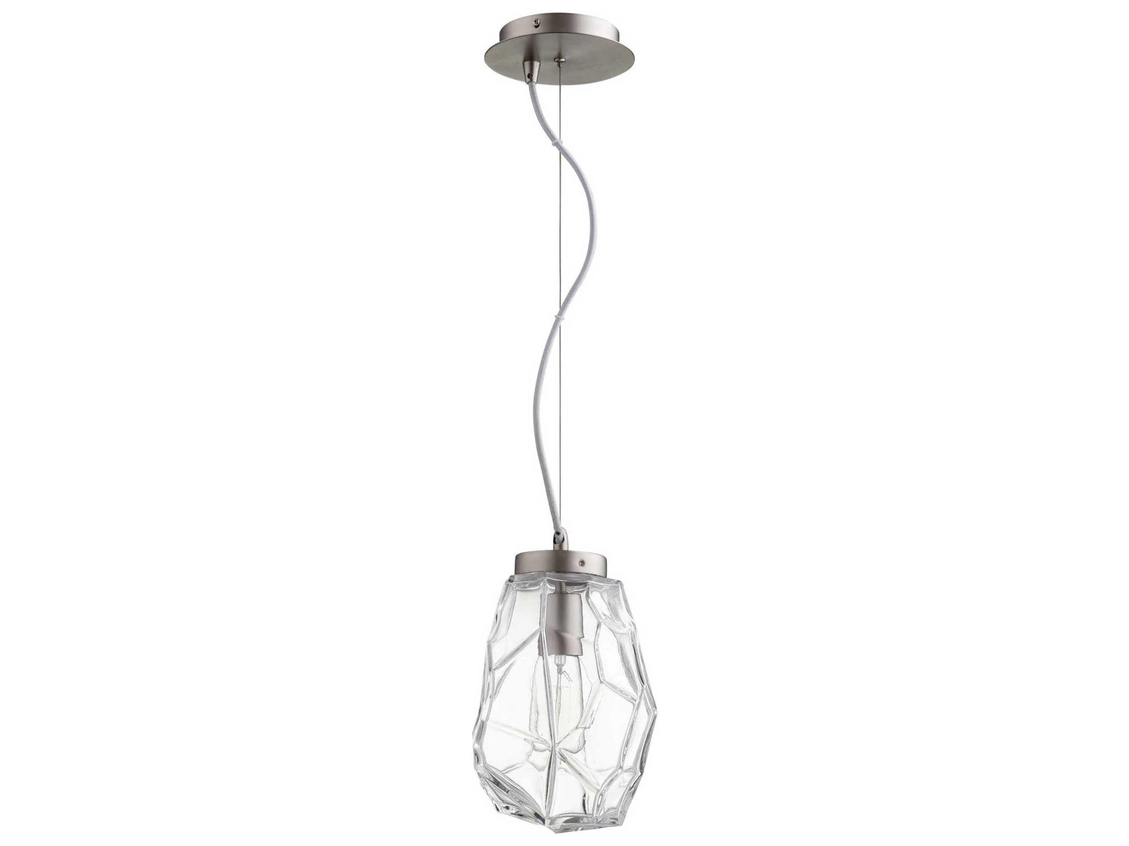 1-Light Satin Nickel Glass Mini Pendant