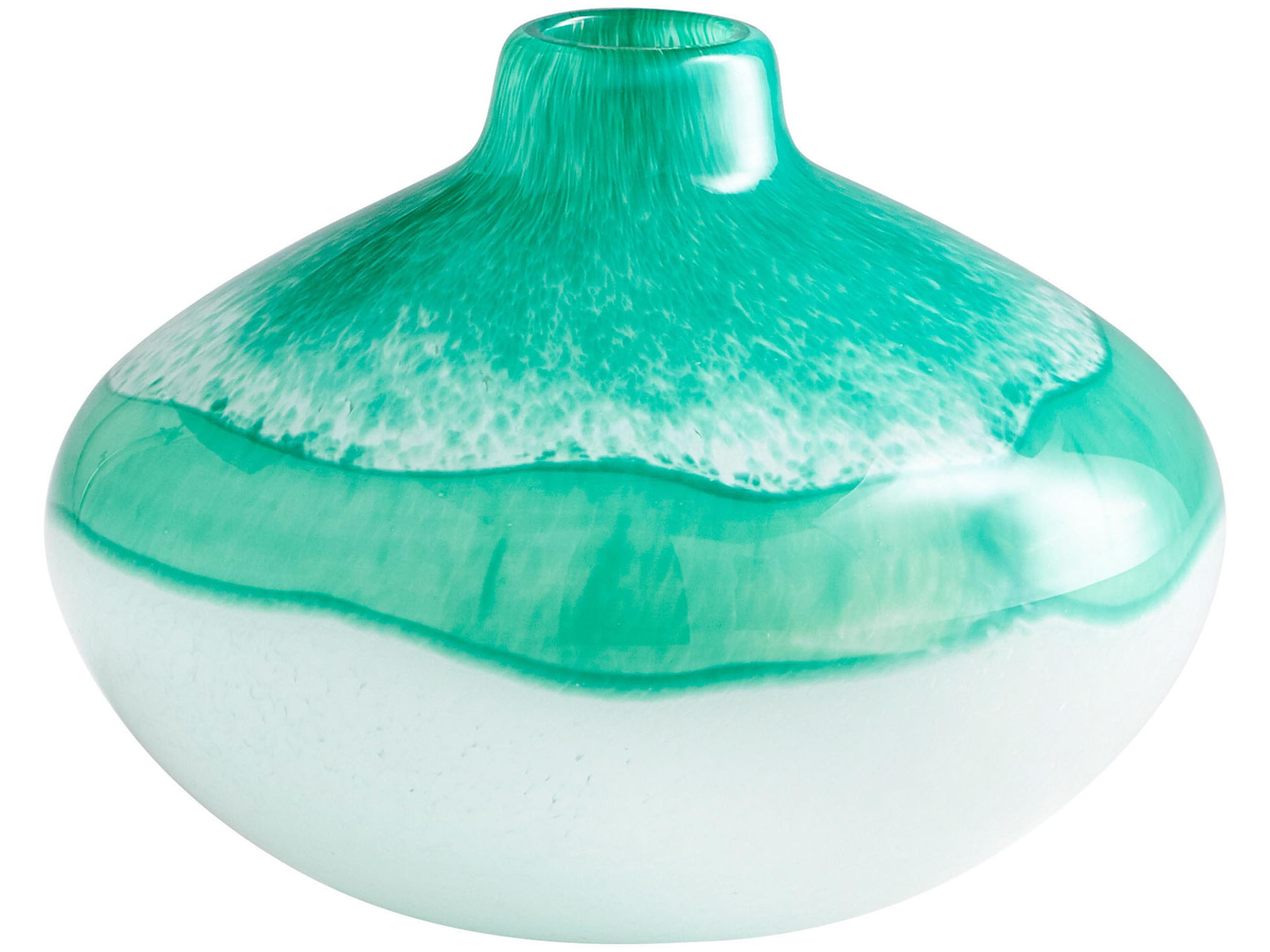 Cyan Design Iced Marble Turquoise / White 6" High Vase