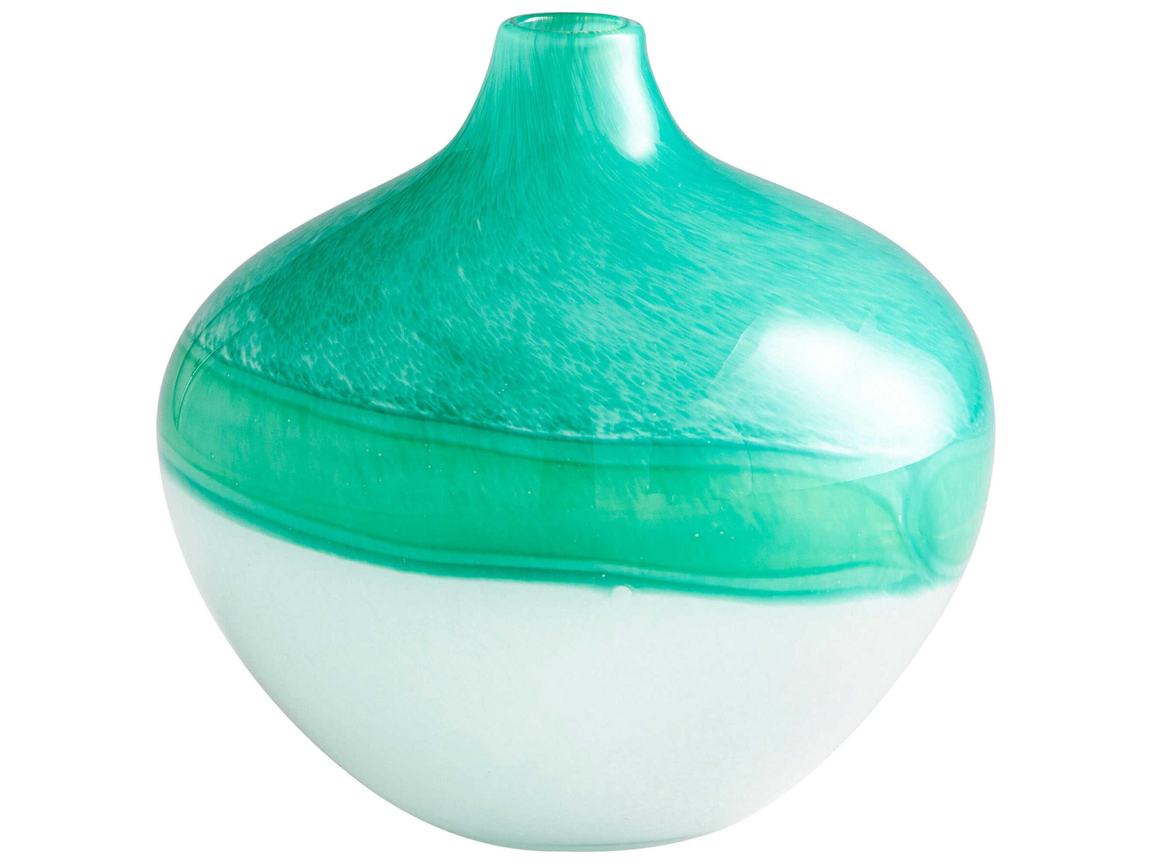 Cyan Design Iced Marble Turquoise / White 8" High Vase
